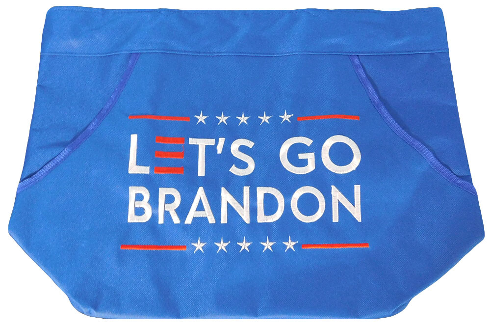 Let’s Go Brandon Blue With Red E Embroidered Zippered Beach Bag Tote Purse