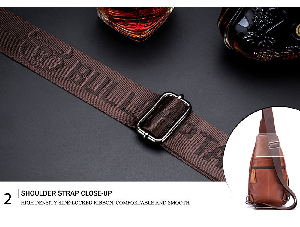 US Chest bag Sling Backpack for Men Crossbody Bag Shoulder Bag Genuine Leather Q