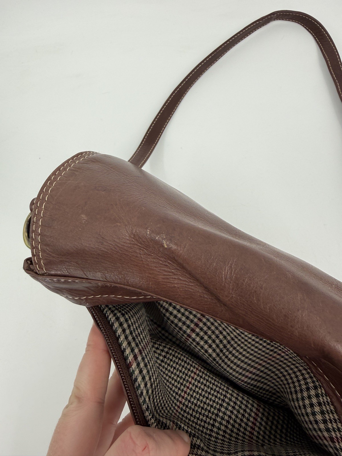 CHAOS Rust Brown Leather Medium Messenger Bag Organizer Office Commute Travel