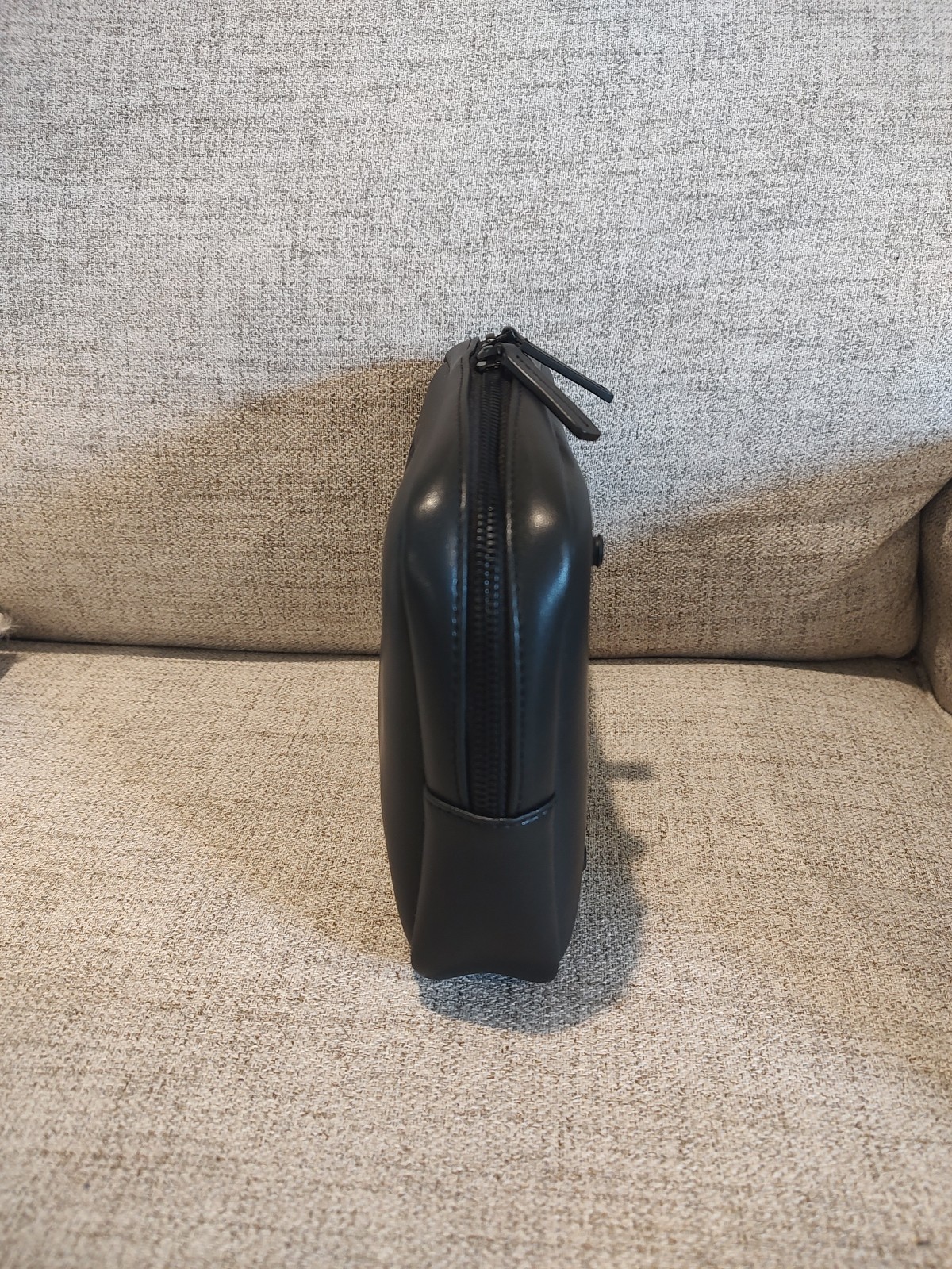 Monos Black Toiletry Case Zip Around Vegan Leather-Used