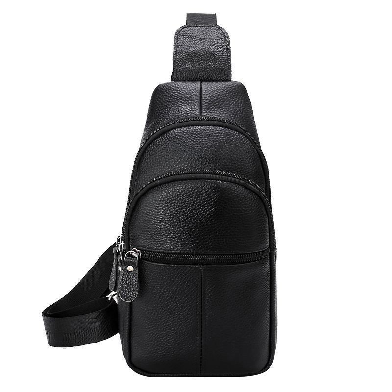 US Men’s Genuine Cowhide Leather Chest Bag – Crossbody Sling Pack for Business