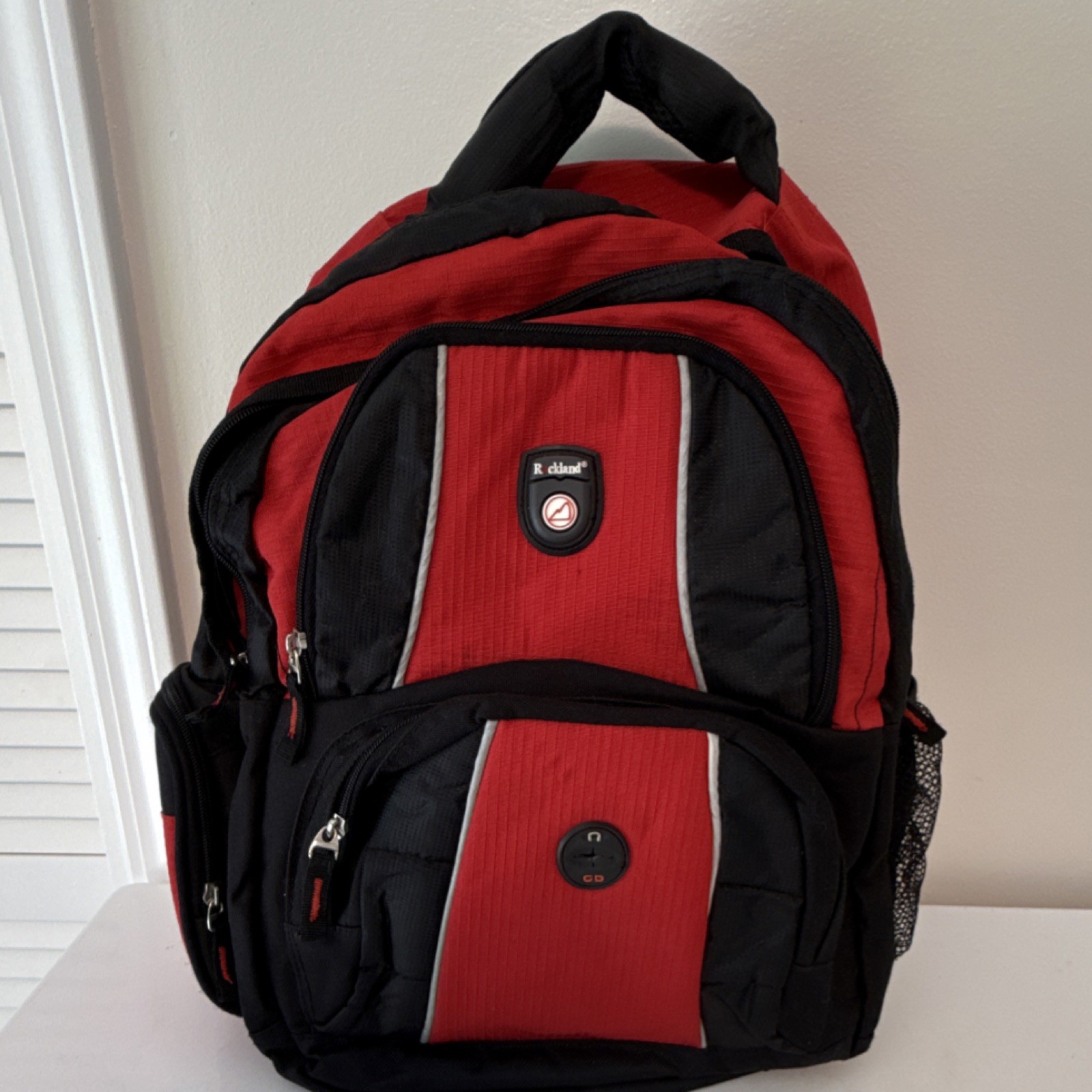 Rockland Large Red/Black Backpack Organizer Multi-Pocket Zip Padded Straps