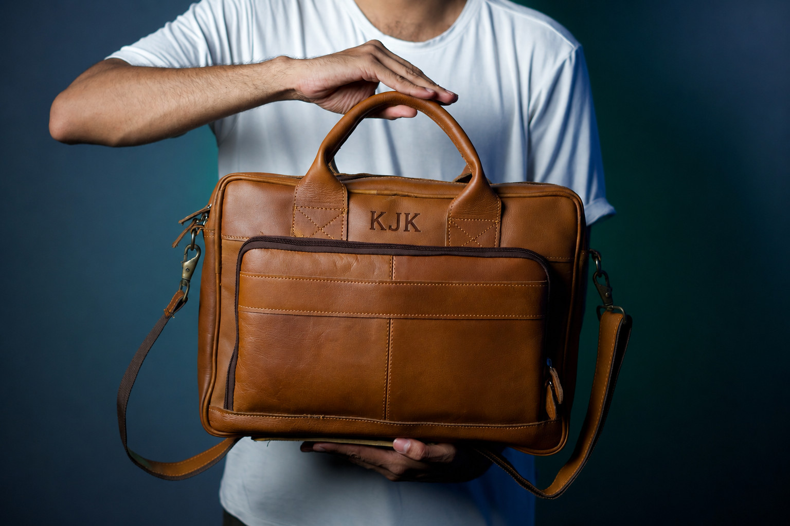 Personalized Leather Briefcase, Vintage Laptop Messenger Bag, Rustic Satchel