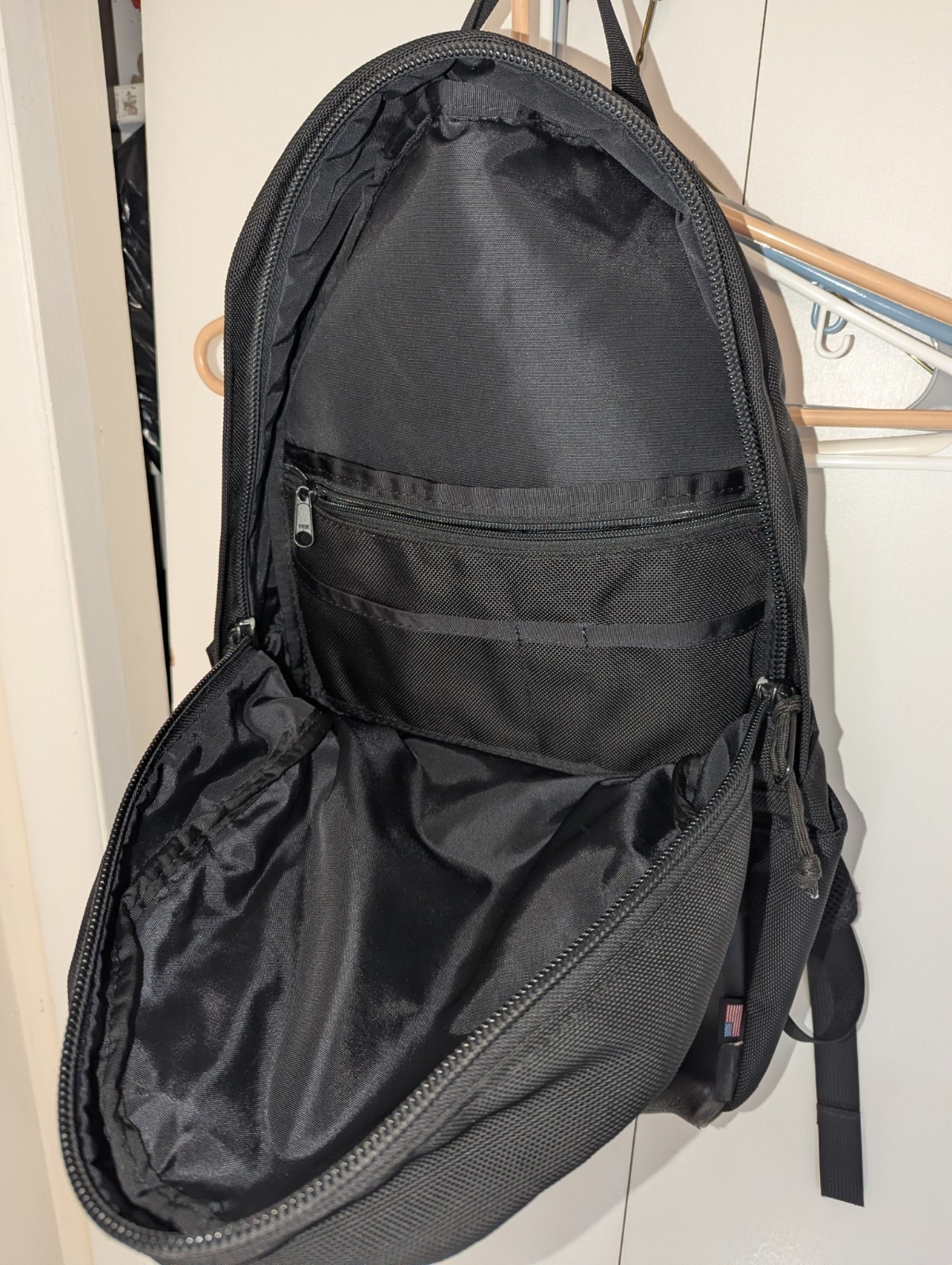 Topo Designs Daypack Ballistic Black Leather 20L Cordura Made In USA