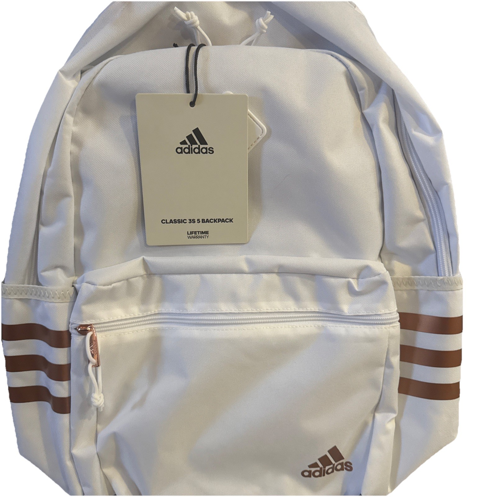 Adidas Classic 3S 5 Backpack, White/Rose Gold School Sports Travel Unisex New
