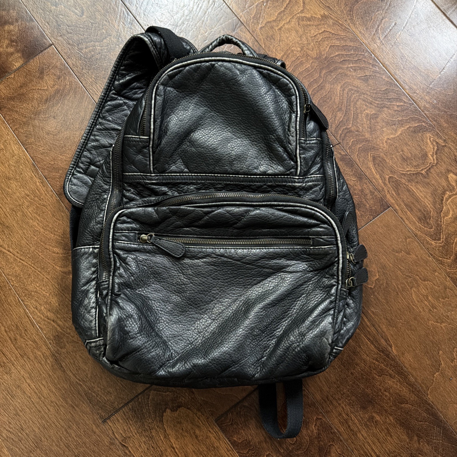 Thick All Leather G.H. Bass & Co. Black Backpack Durable Vtg