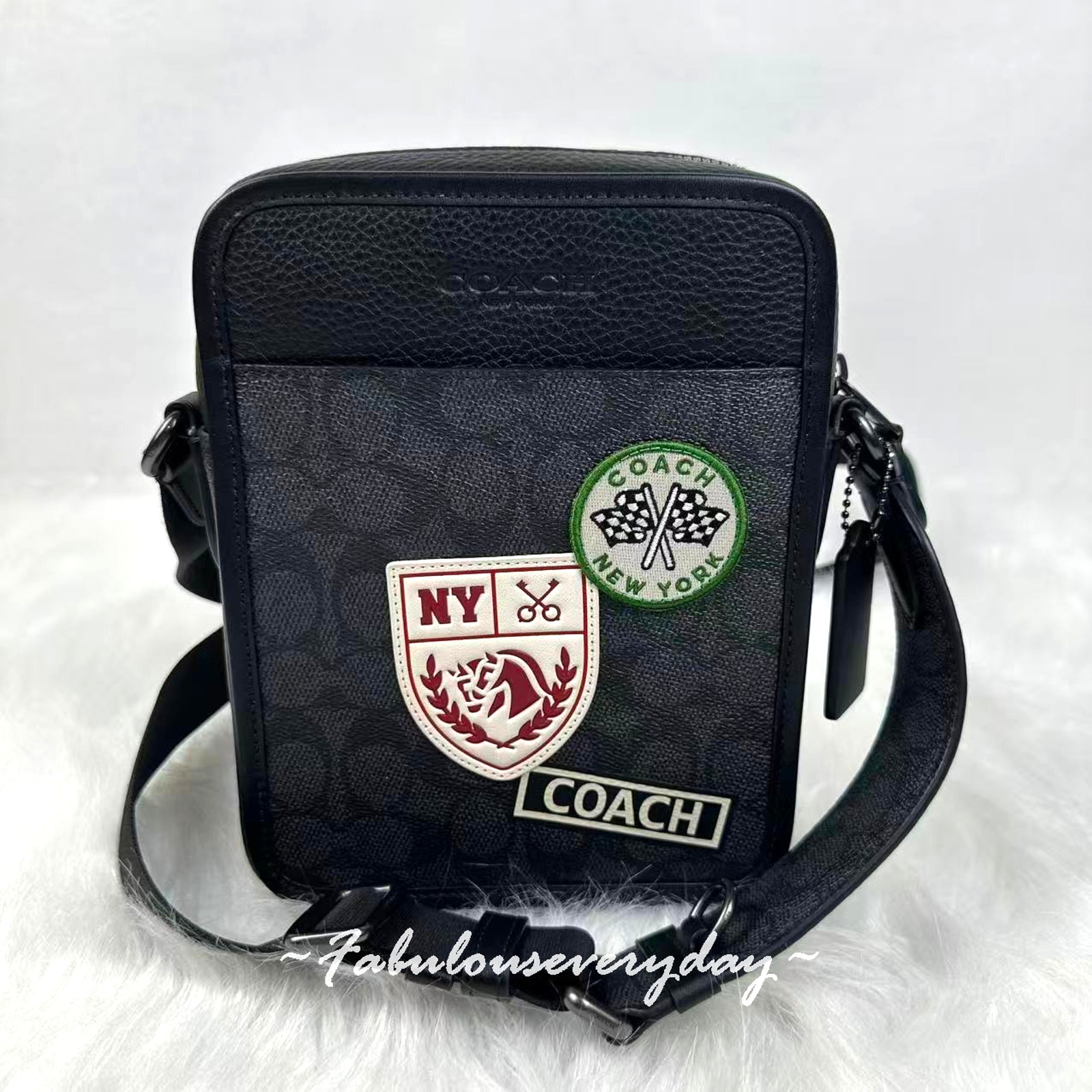 Coach Men’s Sullivan Crossbody Bag In Signature Canvas With Patches CAT79 NWT