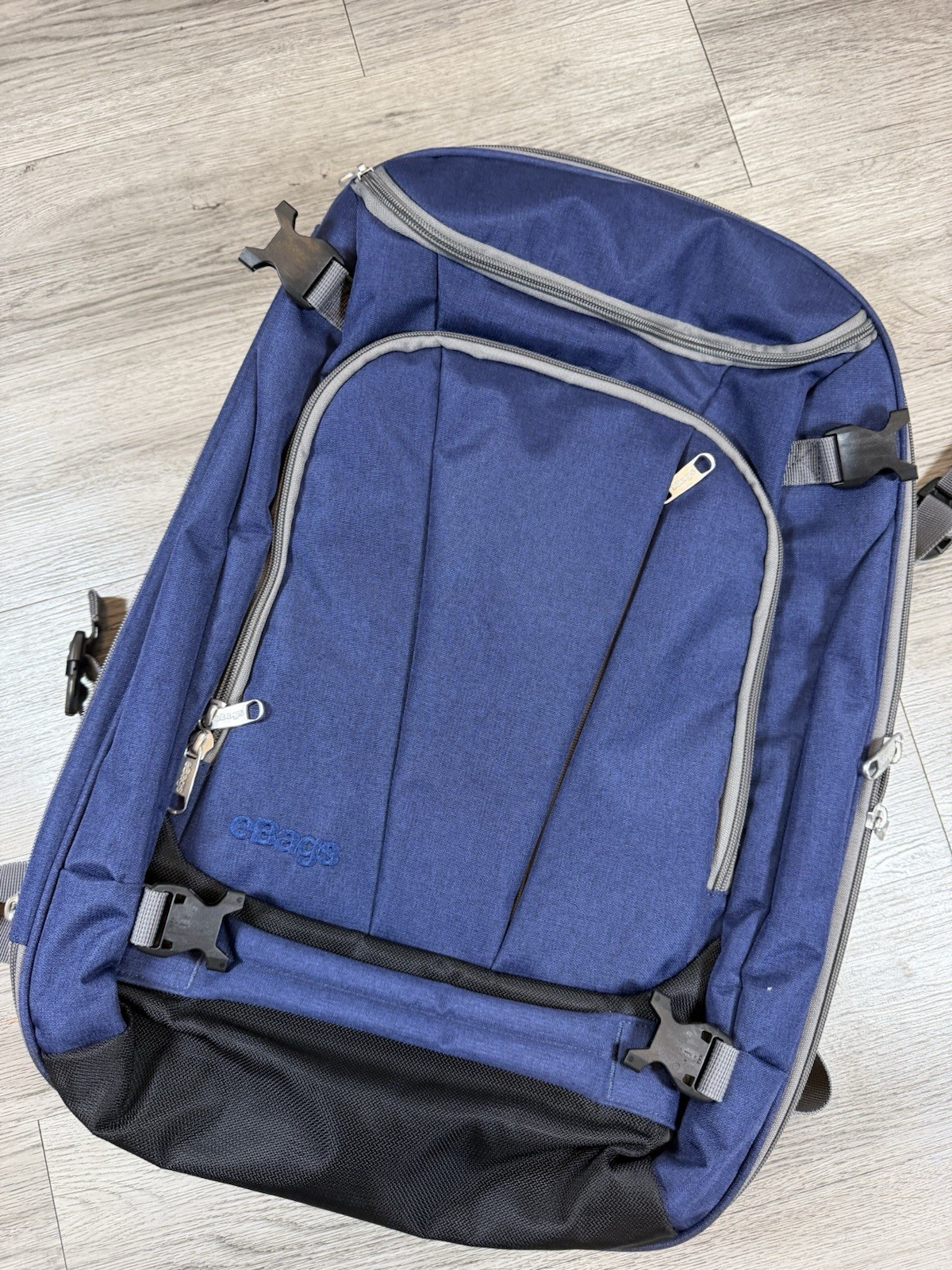 eBags Blue Travel Backpack Solid Zip Buckle Multiple Pockets Padded Straps