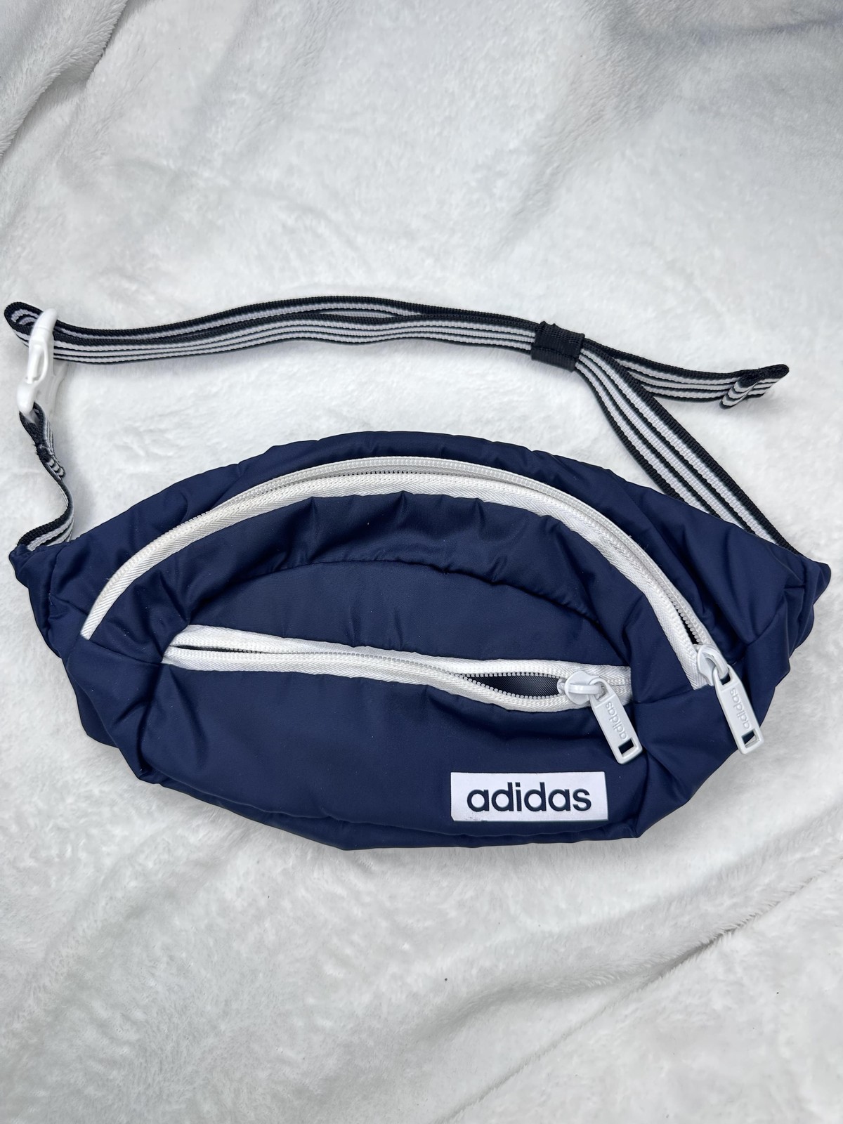 Adidas Belt Bag Mens Small Blue Padded Fanny Pack Zip Pockets Adjustable Strap