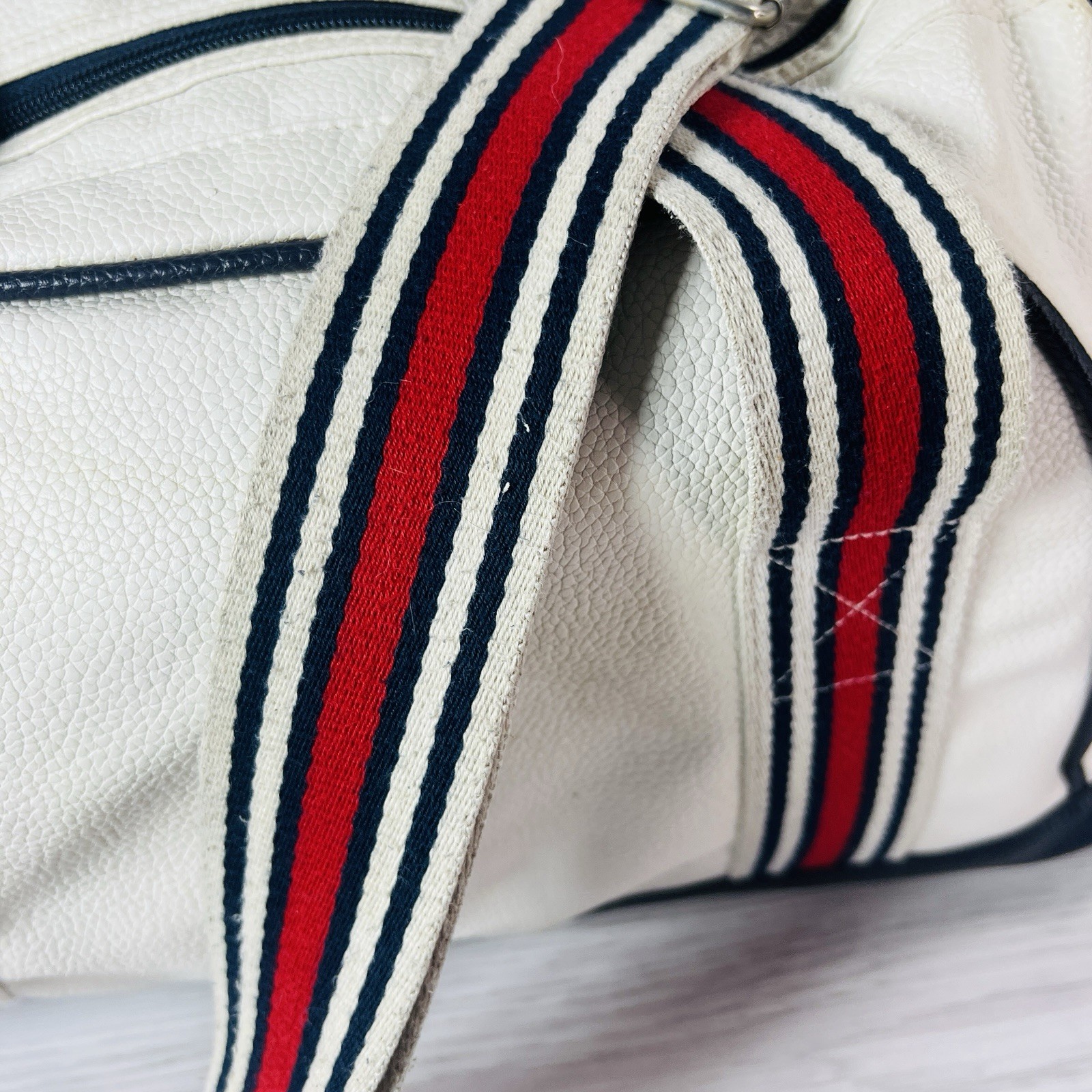 Vintage 90s FILA White Grant Hill Tennis Basketball Navy Large Duffel See Pics