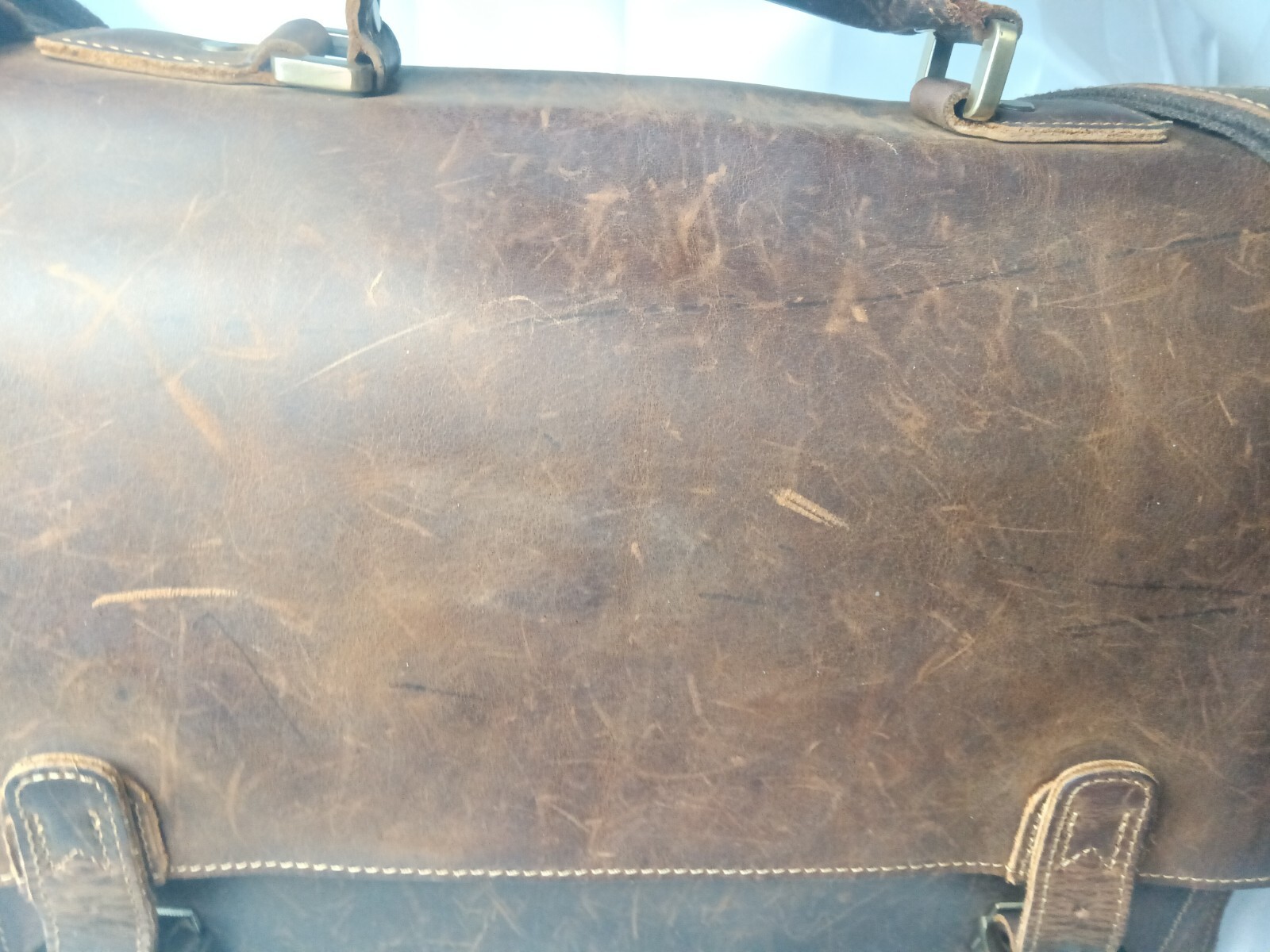Vintage Kattee Leather Briefcase, Messenger Bag Brown Fits 15 In Laptop