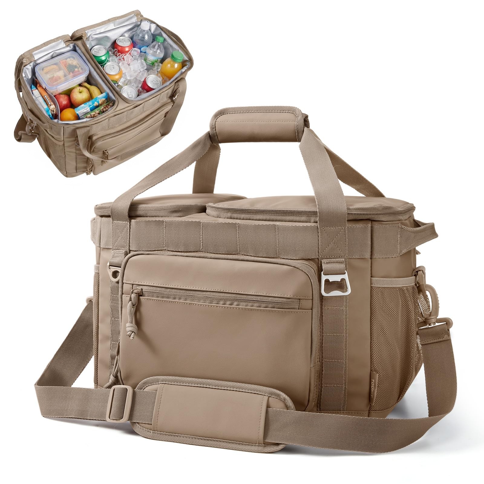 2-Zone Soft Cooler Bag 30/48Cans, Dry & Wet Insulated Beach Cooler, Lunch Bag…