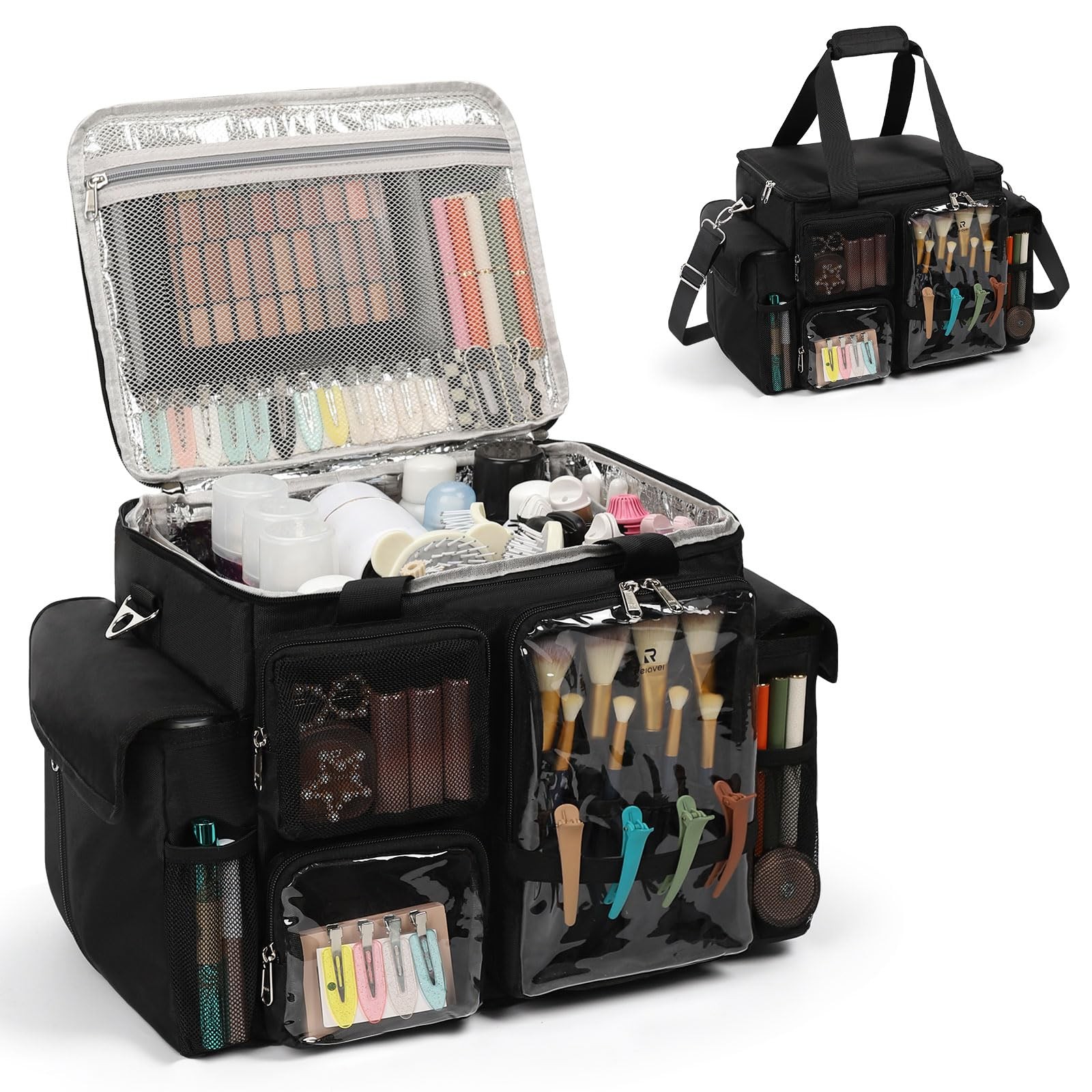 onemoky Large Hairstylist Traveling Bag, Hair Large(16.1×10.6x11in), Black