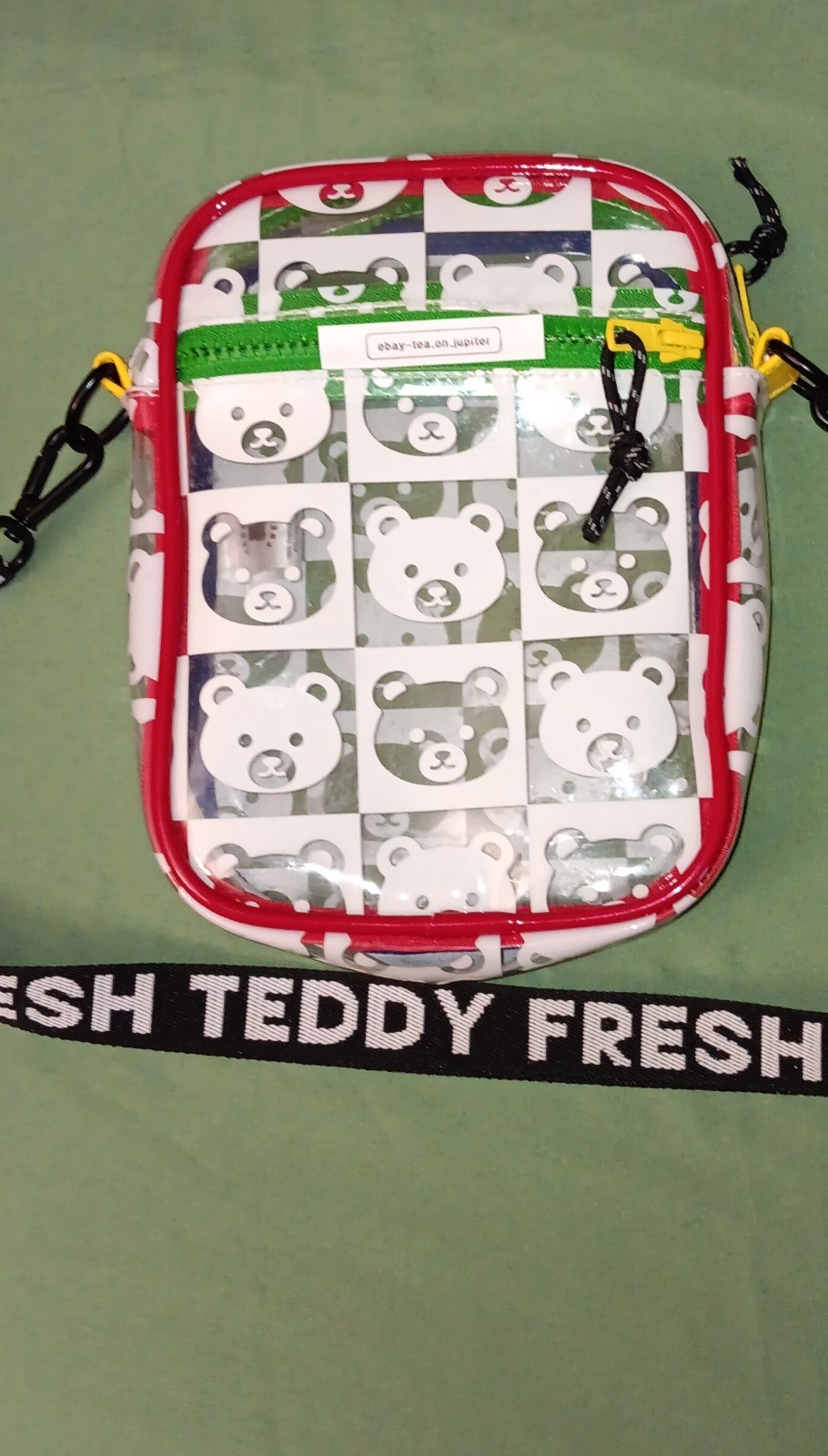 Teddy Fresh – Clear Crossbody Bag Adjustable Strap Red Green White Black