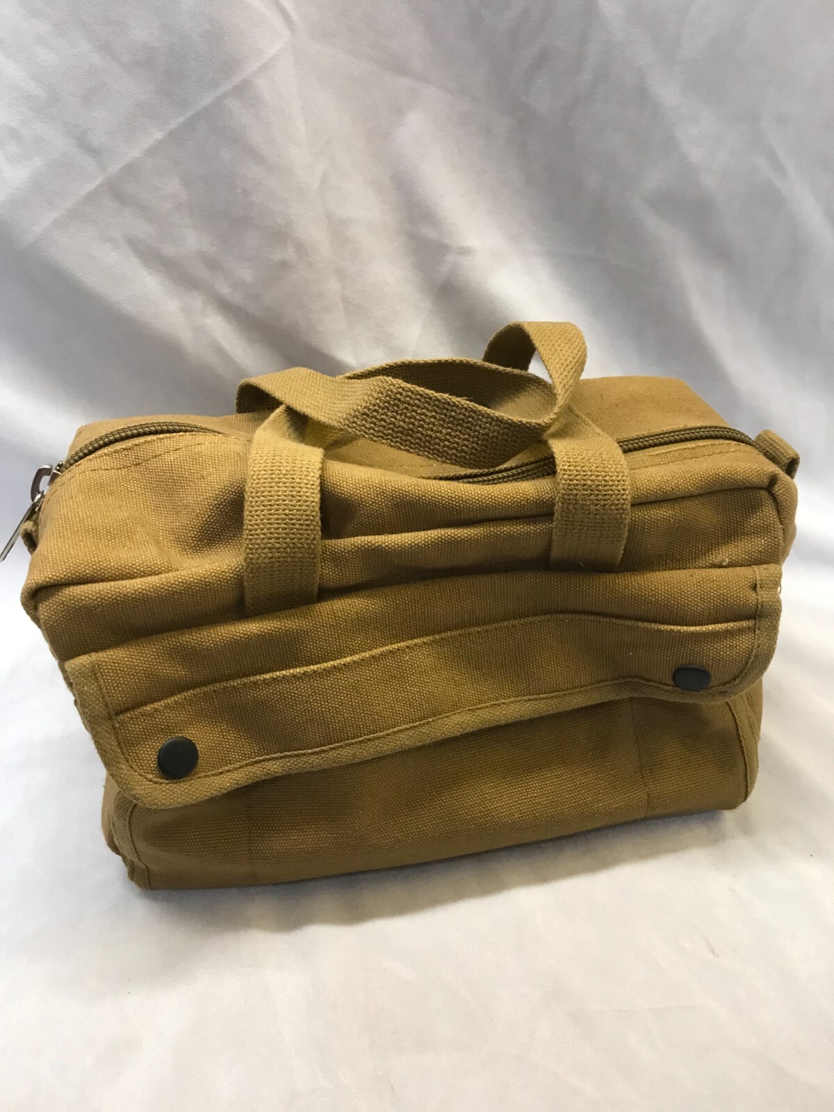 Mens Light Brown Zip Pocket Carry-on Handel Travel Bag 100% Cotton