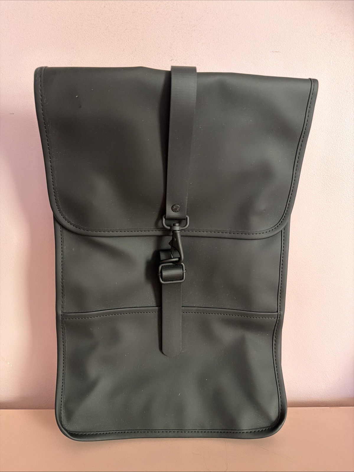 NEW RAINS Waterproof Backpack Black Matte Minimalist 15” Laptop Bag