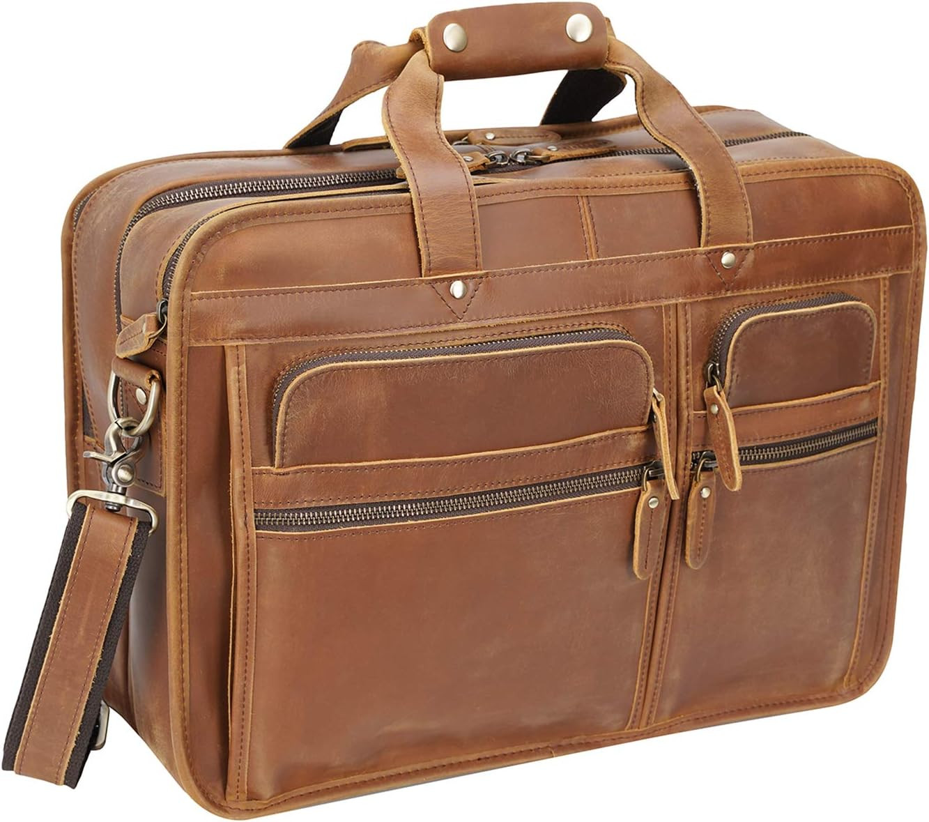 Premium 17″ Full Grain Leather Briefcase for Men – Perfect for Business & Travel