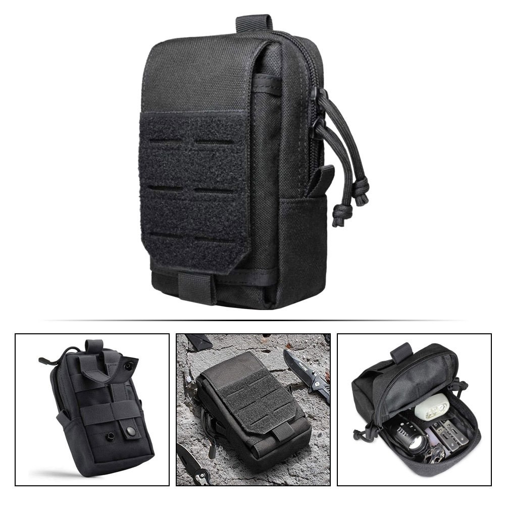 1 Pack Reusable Black Outdoor Utility Pack Pouch Fashionable Unisex Waist Bag