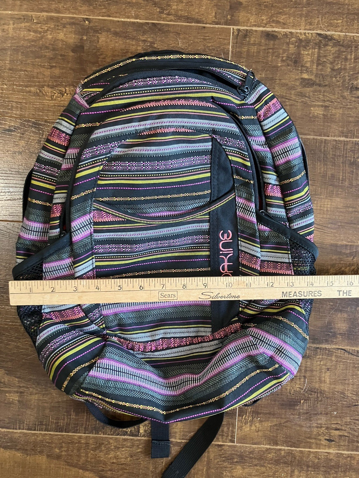 Dakine Striped Backpack Black Pink Yellow School Travel Laptop Bag Unisex