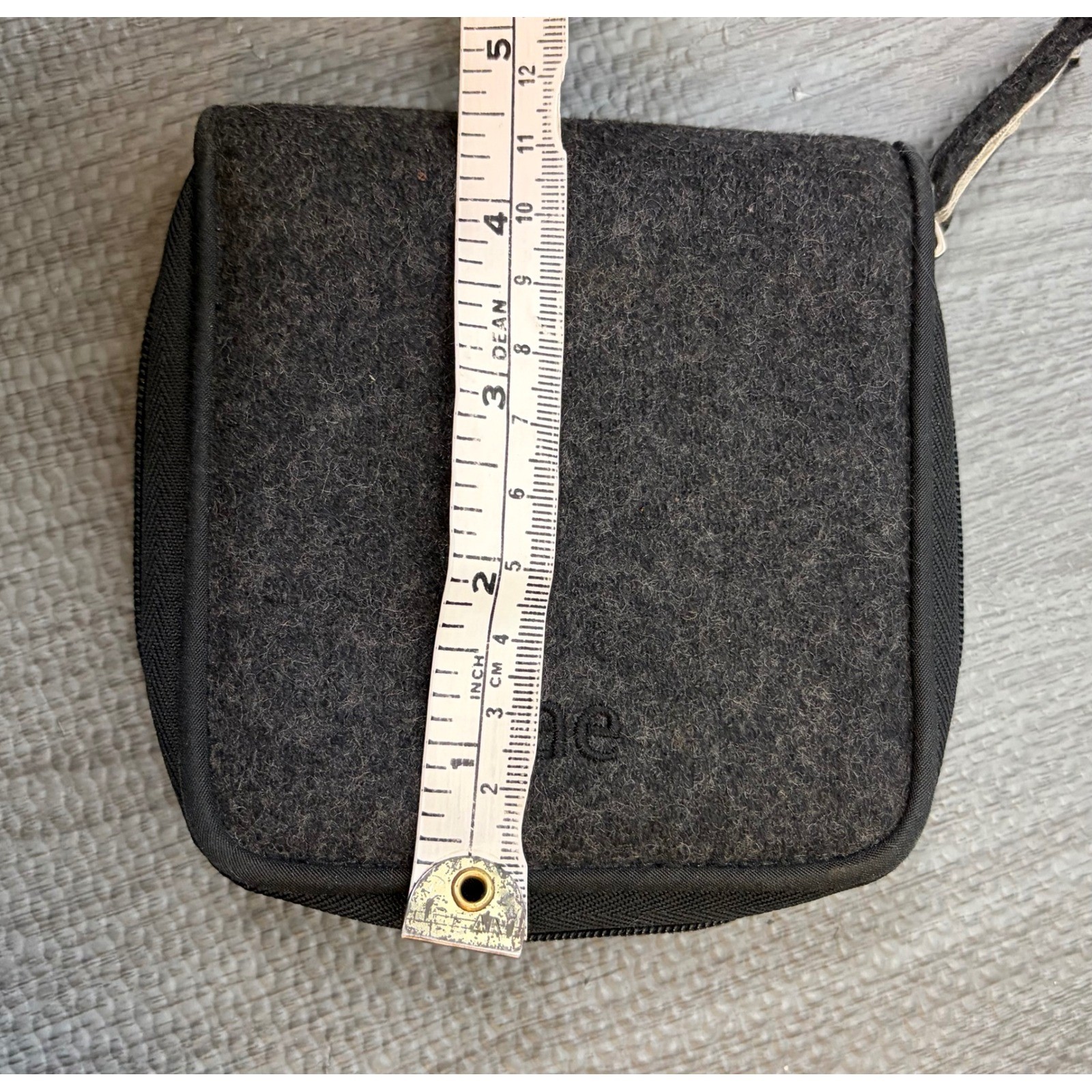 Y2K American Eagle Charcoal Wool Felt Utility Crossbody Bag Zip Wallet Set