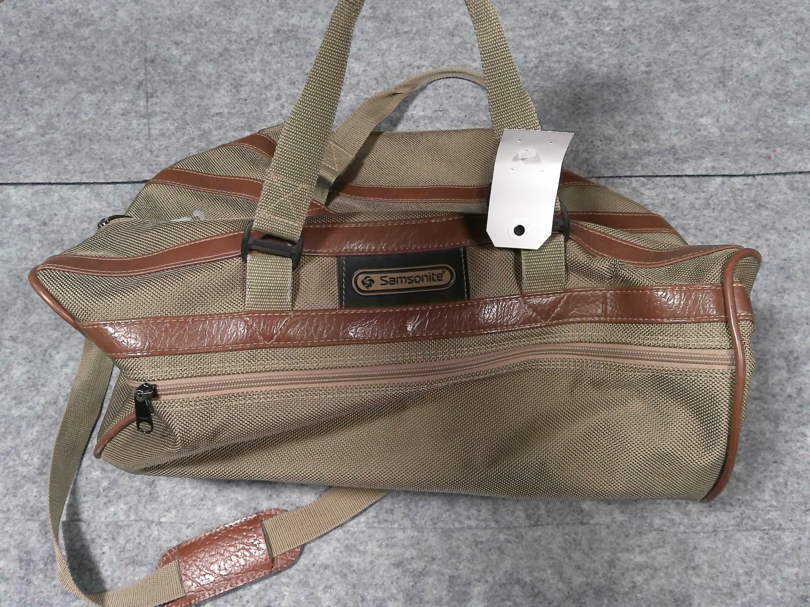 Vintage Samsonite Brown Tweed Overnight Carry On Shoulder Bag Adjustable Strap