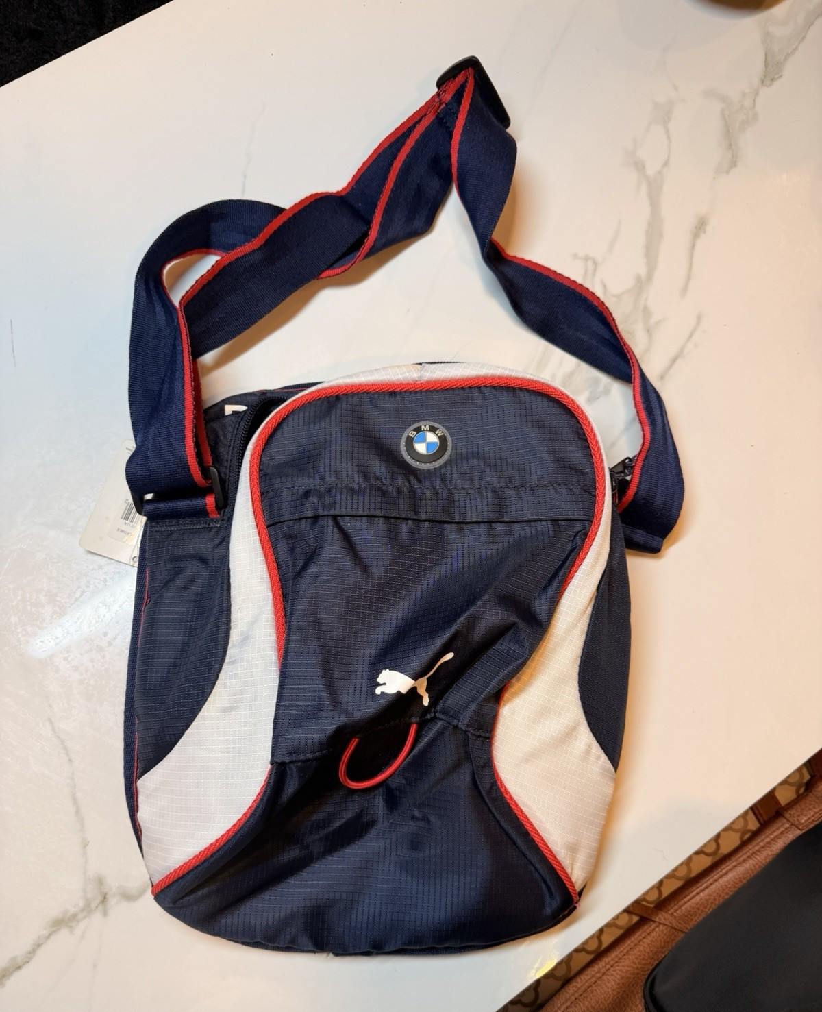 BMW Motorsport Colorblock Crossbody Sling Bag Zip Adjustable Strap Pockets