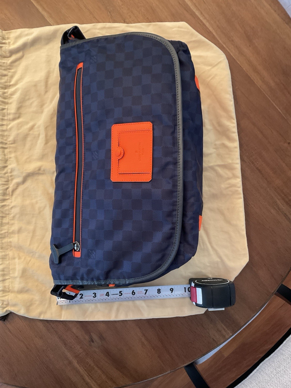 Louis Vuitton Checkered Messenger Bag Blue/Orange Zip Closure. Hard to find.