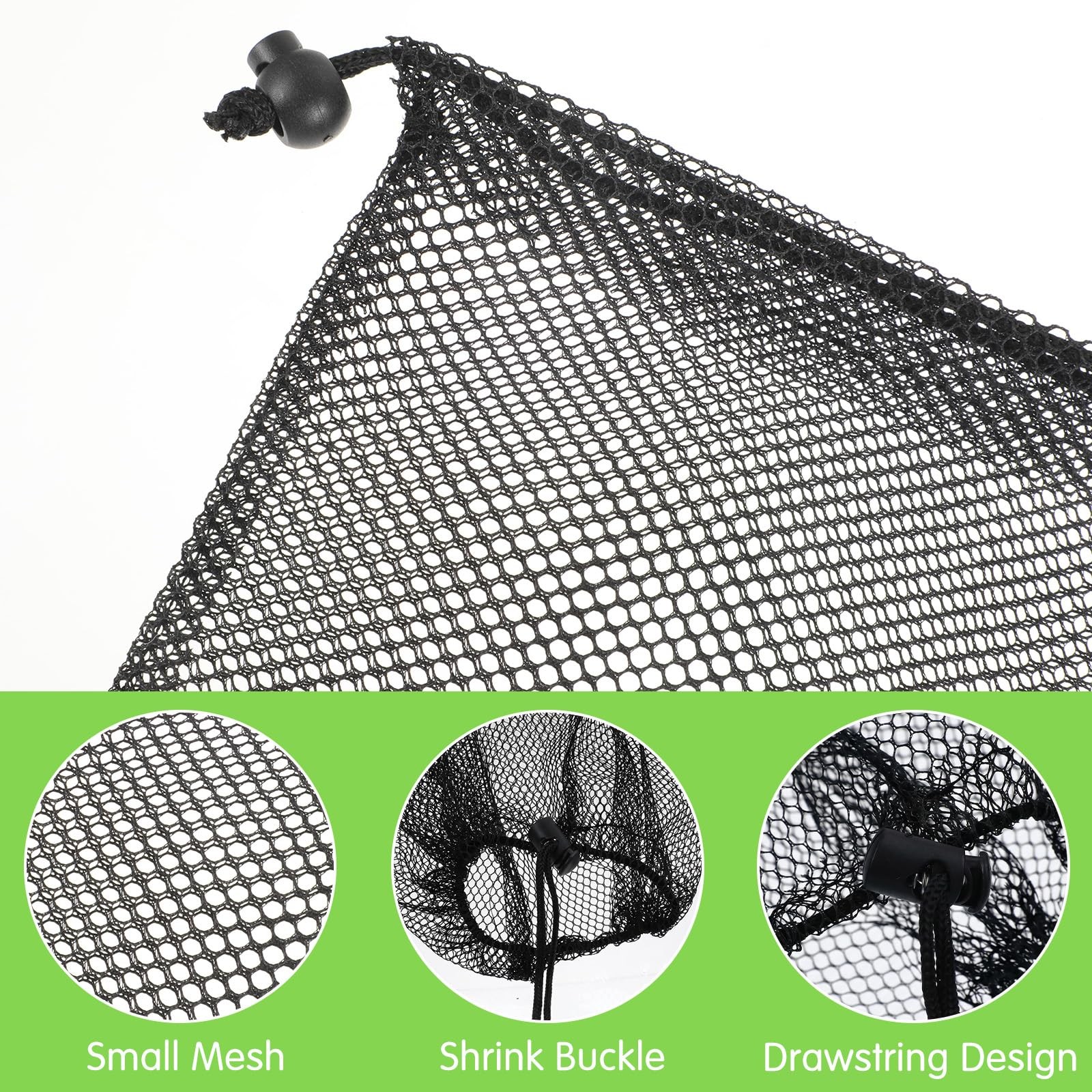 6 Pcs Mesh Drawstring Bags, Large Nylon Net Bag, 35 * 40CM, Black Multipurpos…
