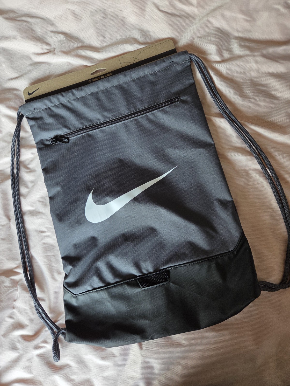 Nike NWT Brasilia Drawstring Sackpack Gym Sack Bag Grey White Swoosh Logo