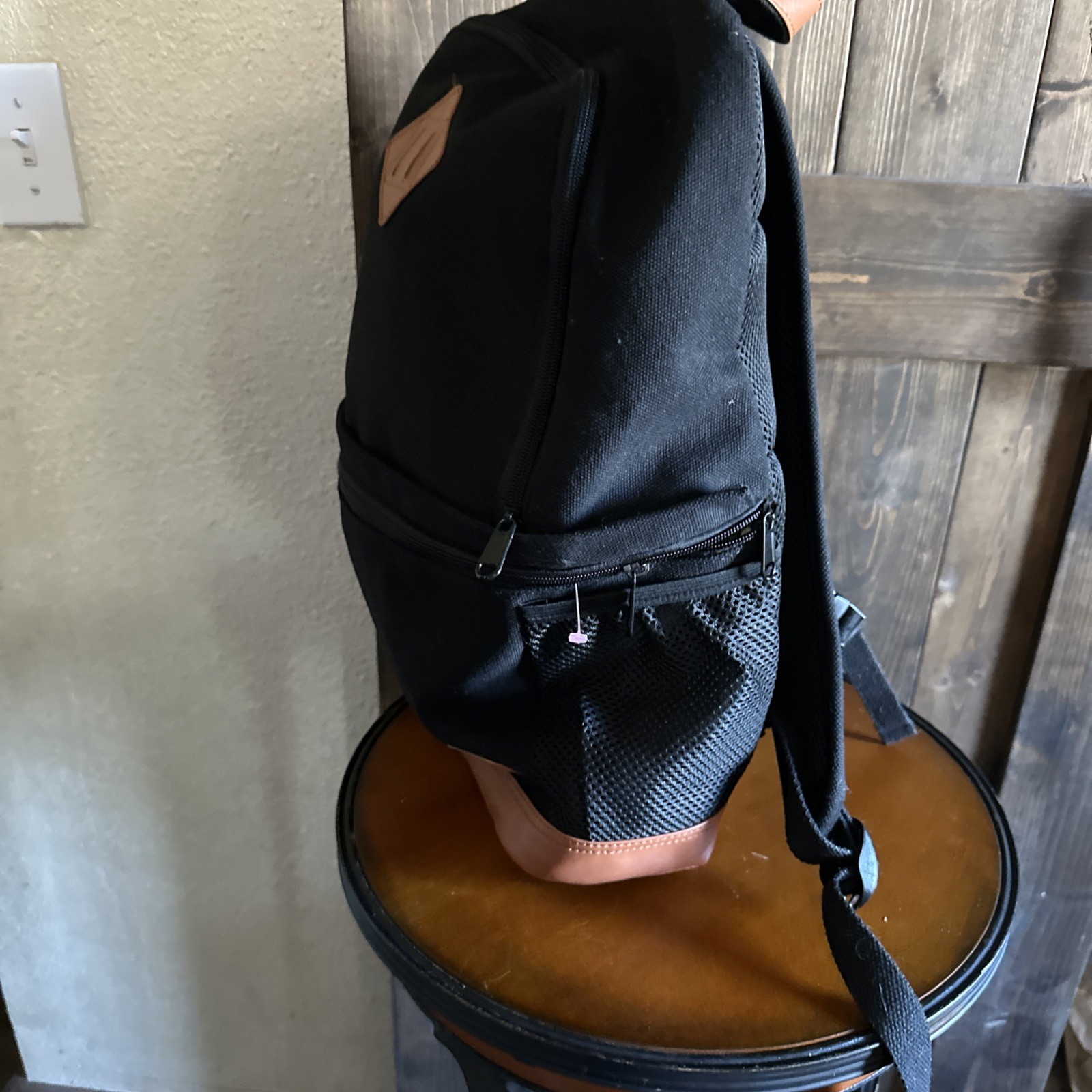 KATTEE Backpack Canvas Travel Bag Rucksack Tan/Brown Multi Pocket Leather Straps