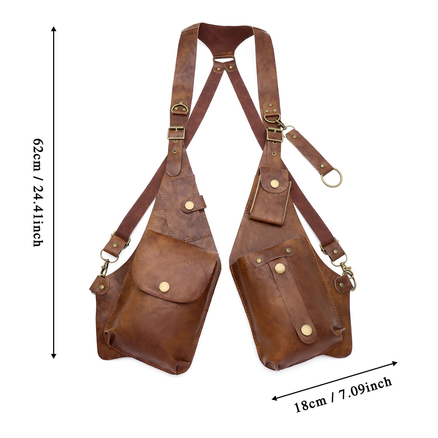 Adjustable Strap Holster Vest Bag PU Leather Double Shoulder Armpit Bag Hidden