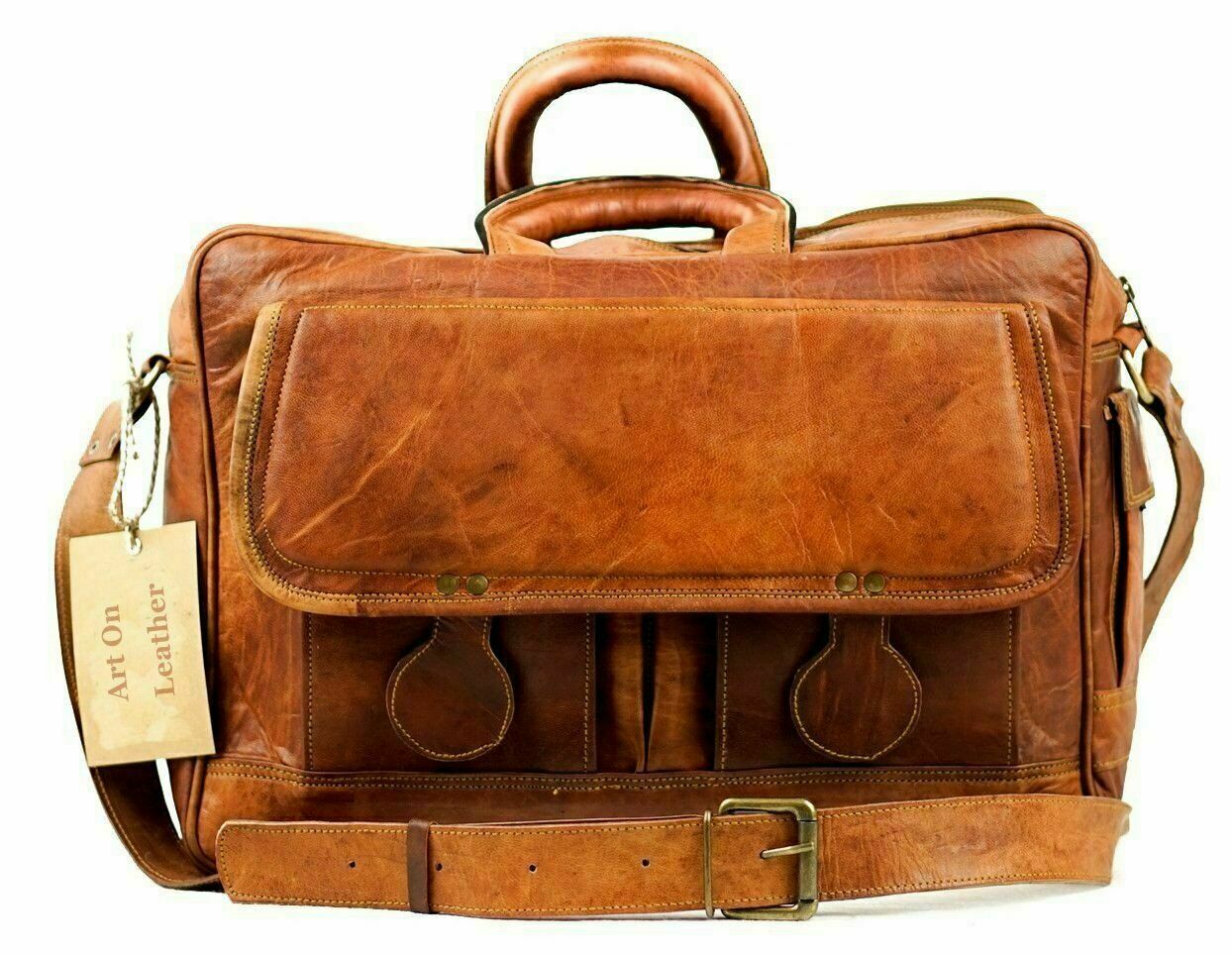 Bag Real Leather Messenger Shoulder Men Mens Laptop Satchel Handbag S Brown New