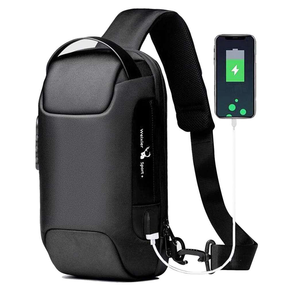 USB Charging Sport Sling Anti-Theft Shoulder Bag Crossbody Bags Chest Daypack