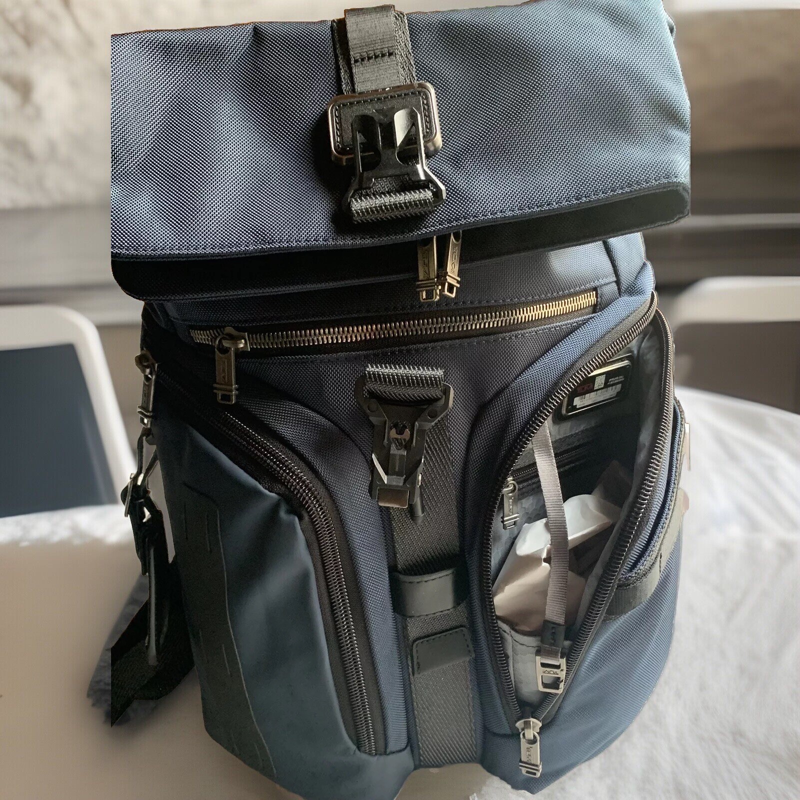 New-Tumi Alpha Bravo Logistics Flap Lid Backpack $525 NAVY