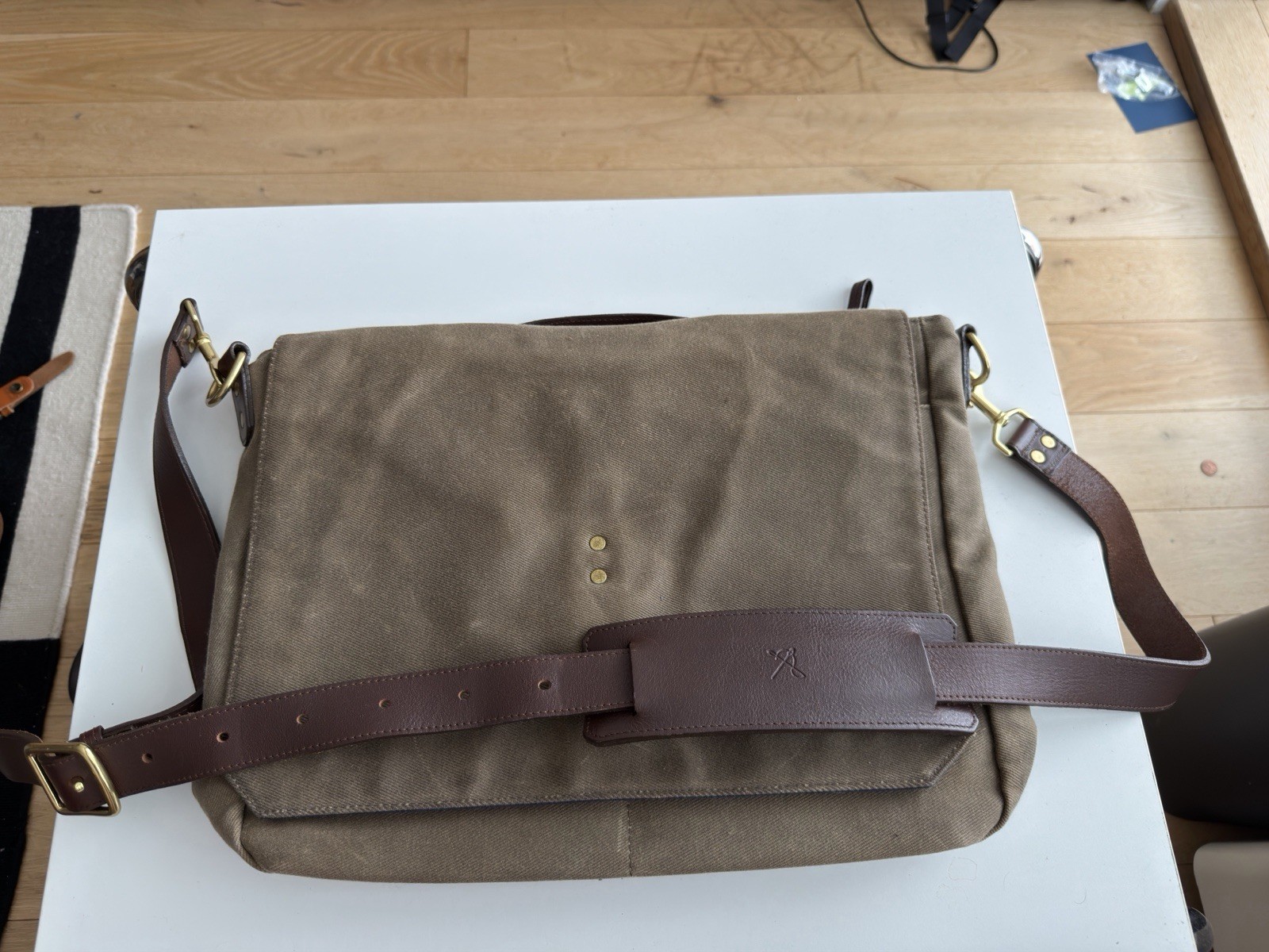 Ernest Alexander Walker Messenger Bag Tobacco Wax Twill Canvas Laptop Brief USA