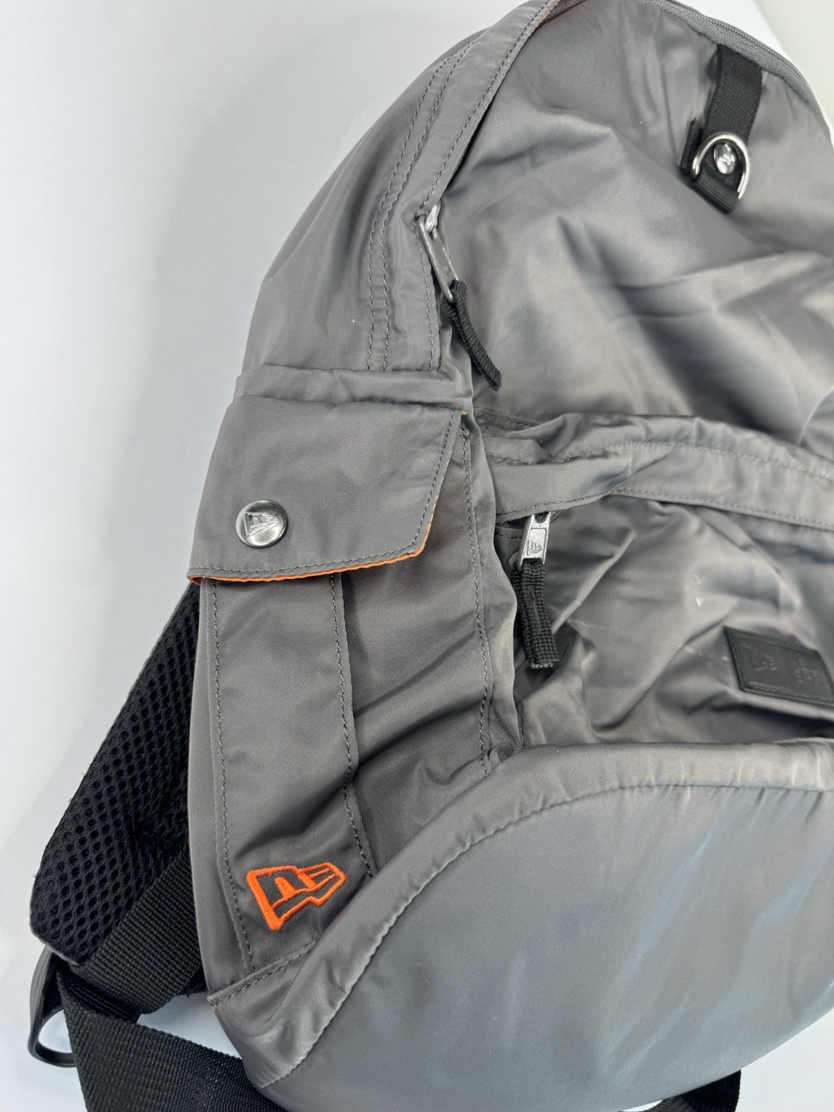 New Era Backpack Gray Orange Multi Pocket Padded School Travel Bag