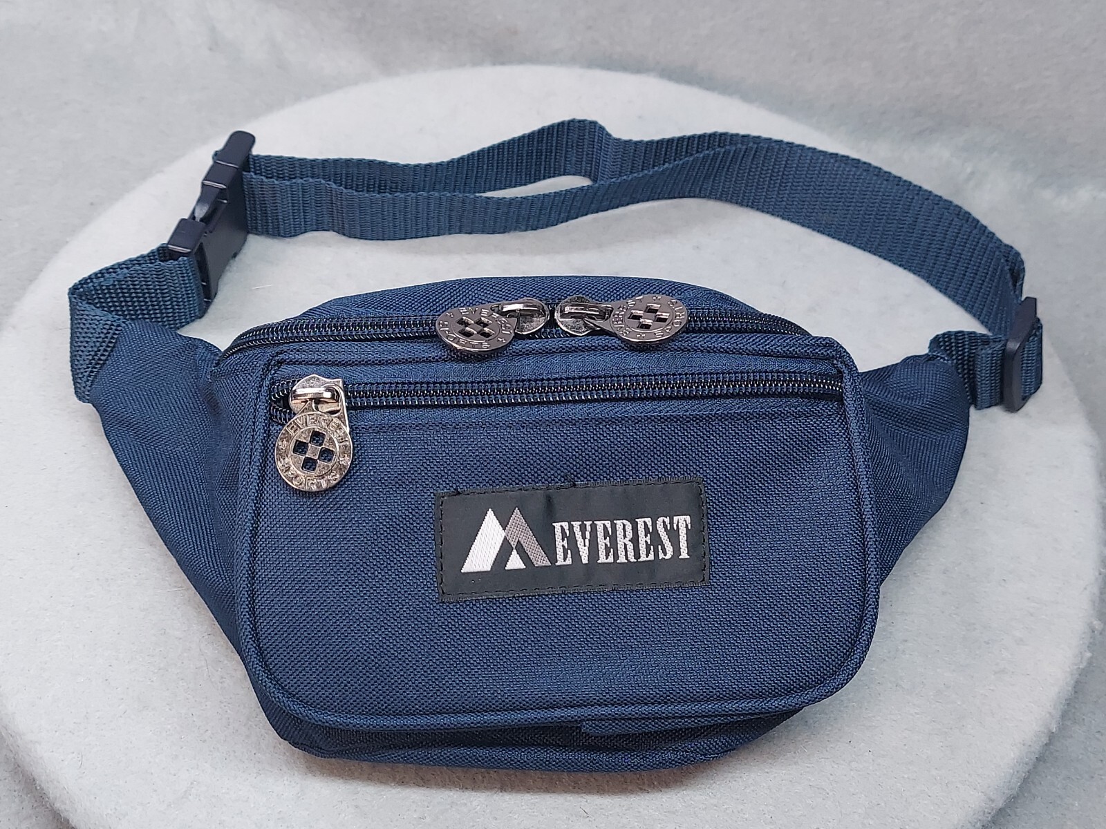 Everest Fanny Pack Waist Bag Small 3 Pockets Zipper Pouch Accessory Logo Blue