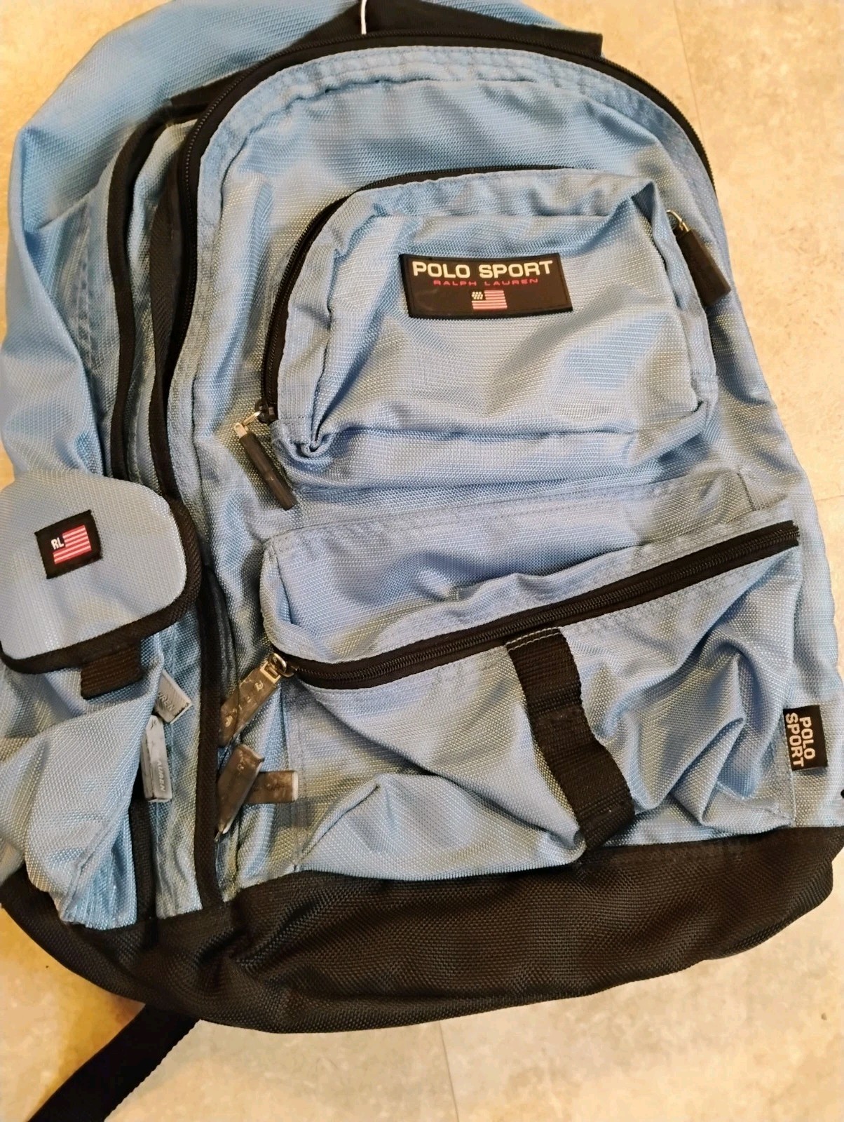 Vintage 1990’s Polo Sport Ralph Lauren Light Blue Backpack Excellent Condition