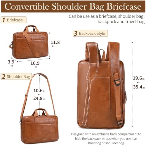 Faux Leather Messenger Bag for Men | 17-17.3 Inch Leather Mens Laptop Brown-1
