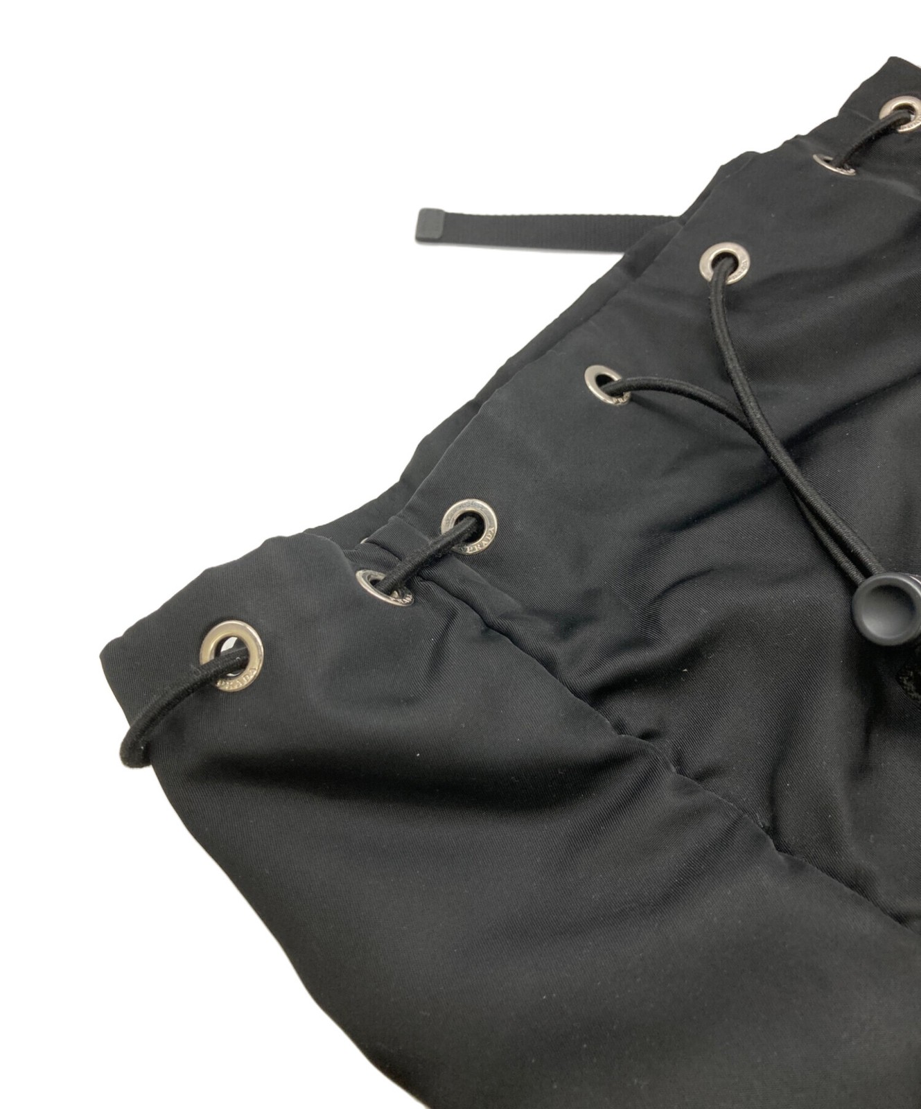 Prada Nylon Backpack Rucksack Daypack Bag Black Double Buckle Drawstring 2VZ135