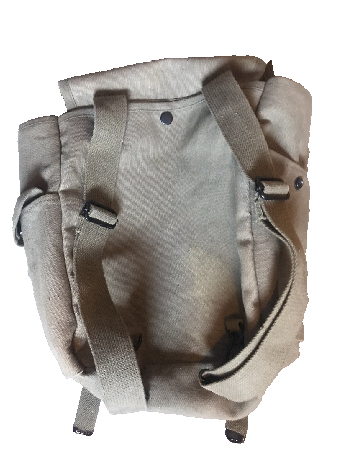 Vintage Military Canvas Backpack Rucksack Olive Drab Field Pack 12x10x5 in