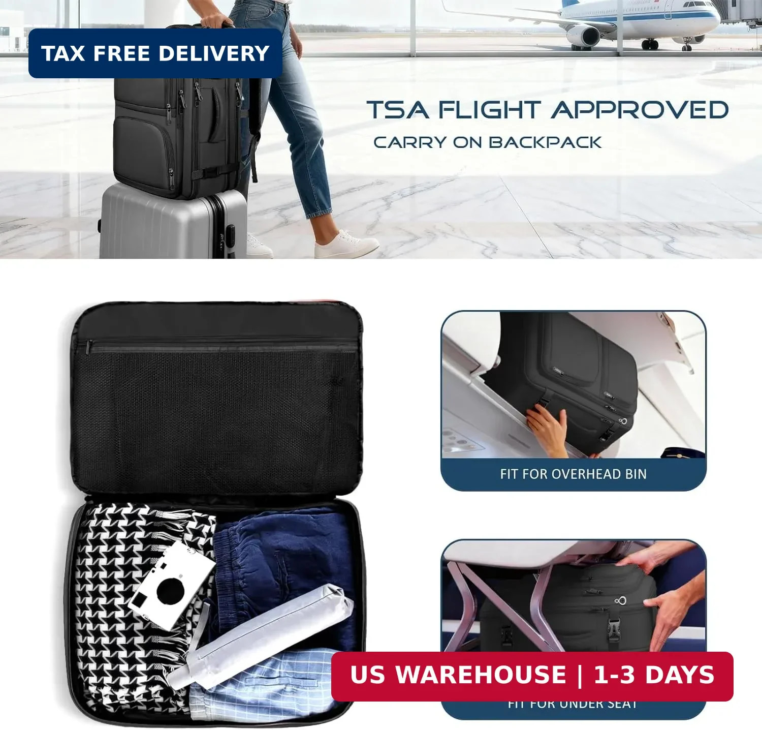 Travel Backpack, Expandable Carry on Backpack for Men, TSA 17.3 inch Laptop Bag