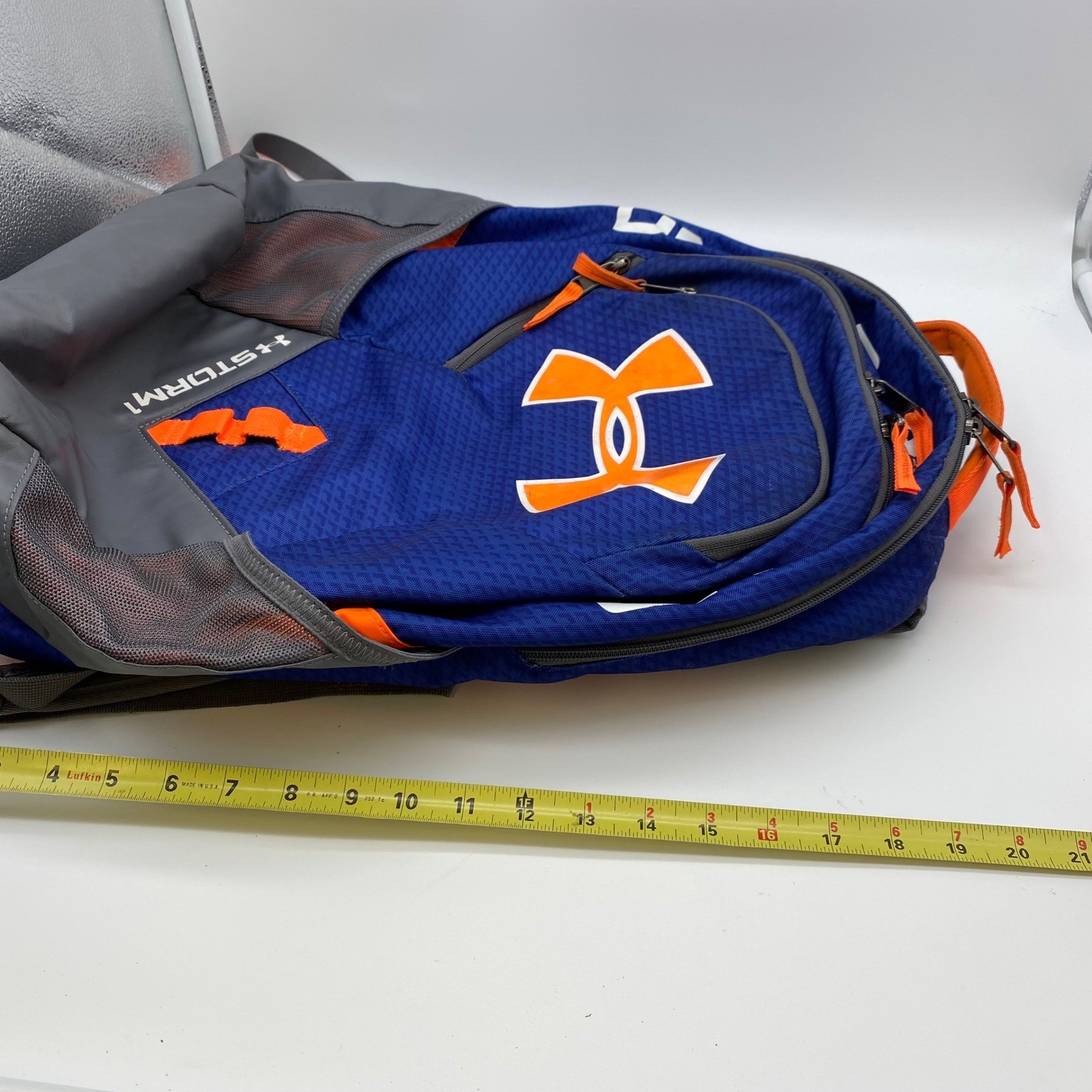 Under Armour Storm 1 Backpack Mens OS Blue Orange Grey HeatGear Laptop Sleeve