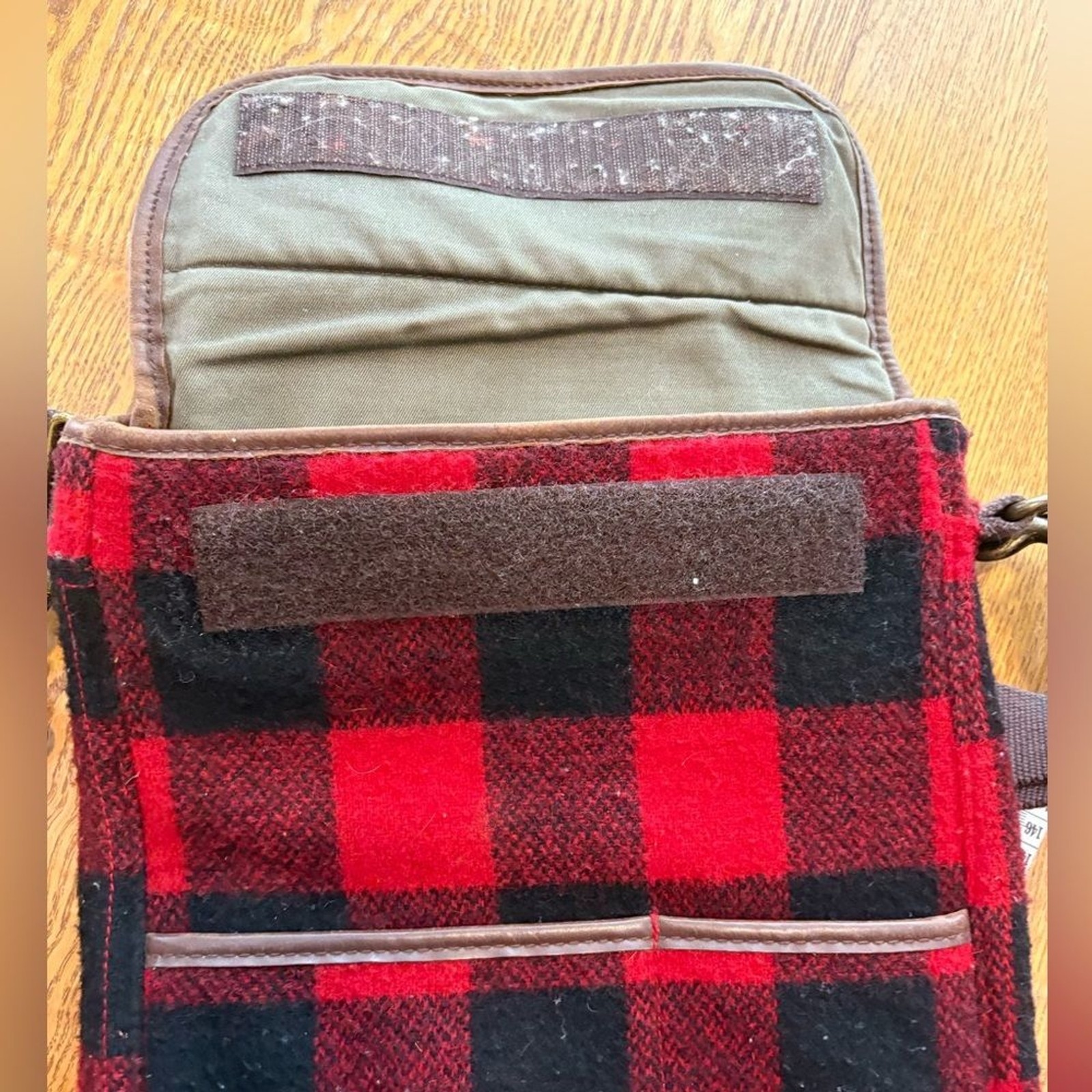 J. Crew Men’s Red Black Buffalo Plaid Messenger Bag Computer Bag