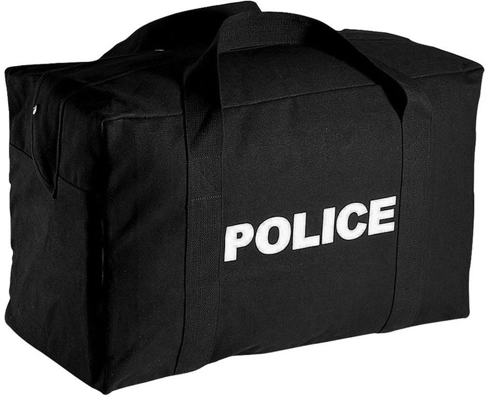 Black POLICE Parachute Cargo Gear Bag Double Sided Police Logo Large Equipment