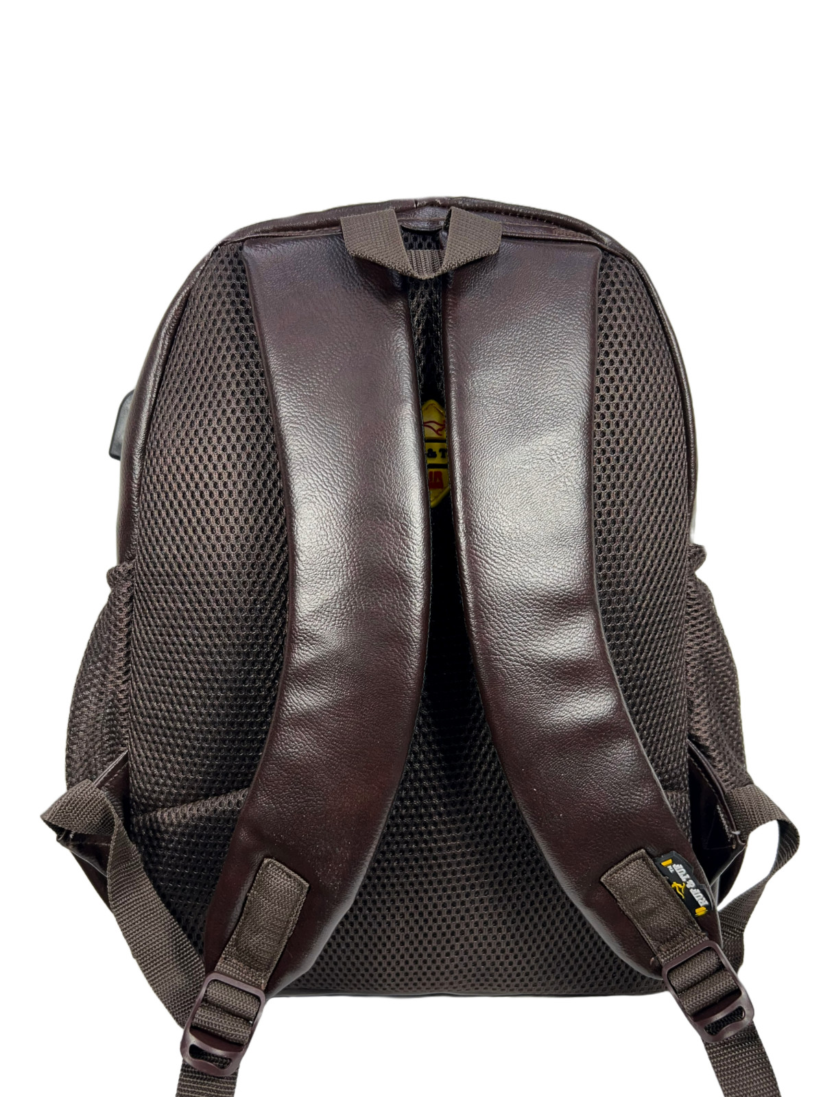 Brown Buffalo`Leather Backpack For Men with USB Port Charging 25 L Tech Backpack