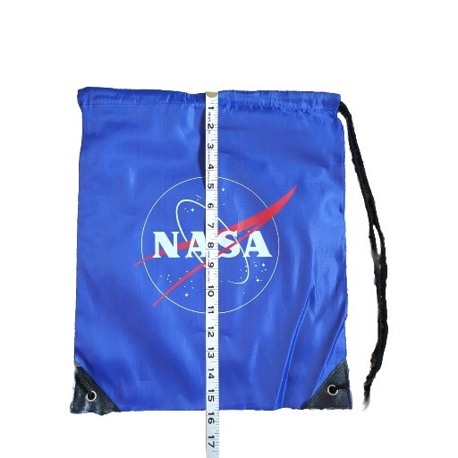 NASA Drawstring Backpack Blue With Logo Double Strings Lightweight