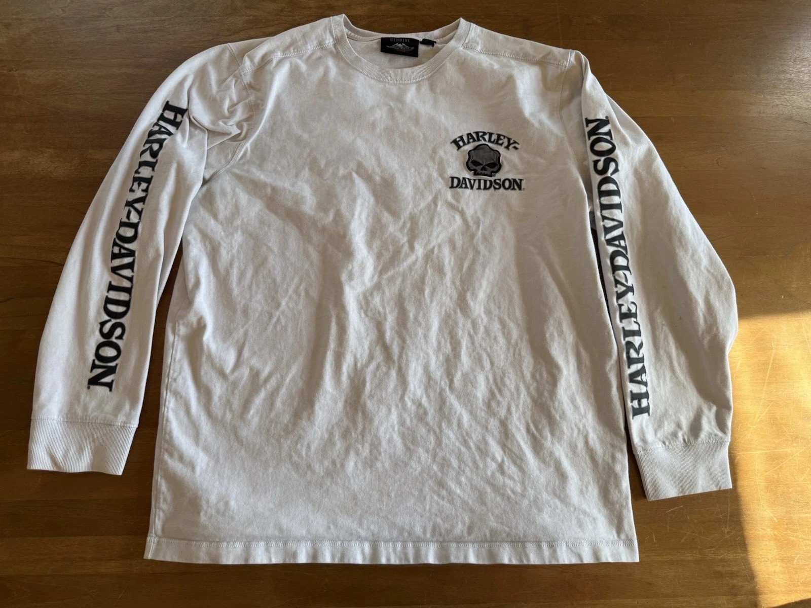 Harley Davidson Motorcycle Long Sleeve Embroidered Skull T-Shirt Men’s Size XL