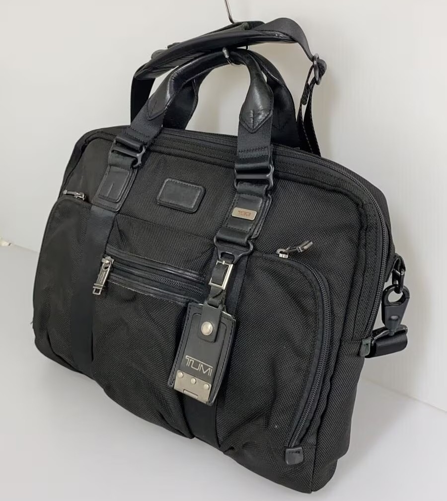 TUMI 2-Way Briefcase Black Ballistic Nylon Men Business Handbag 22611DH