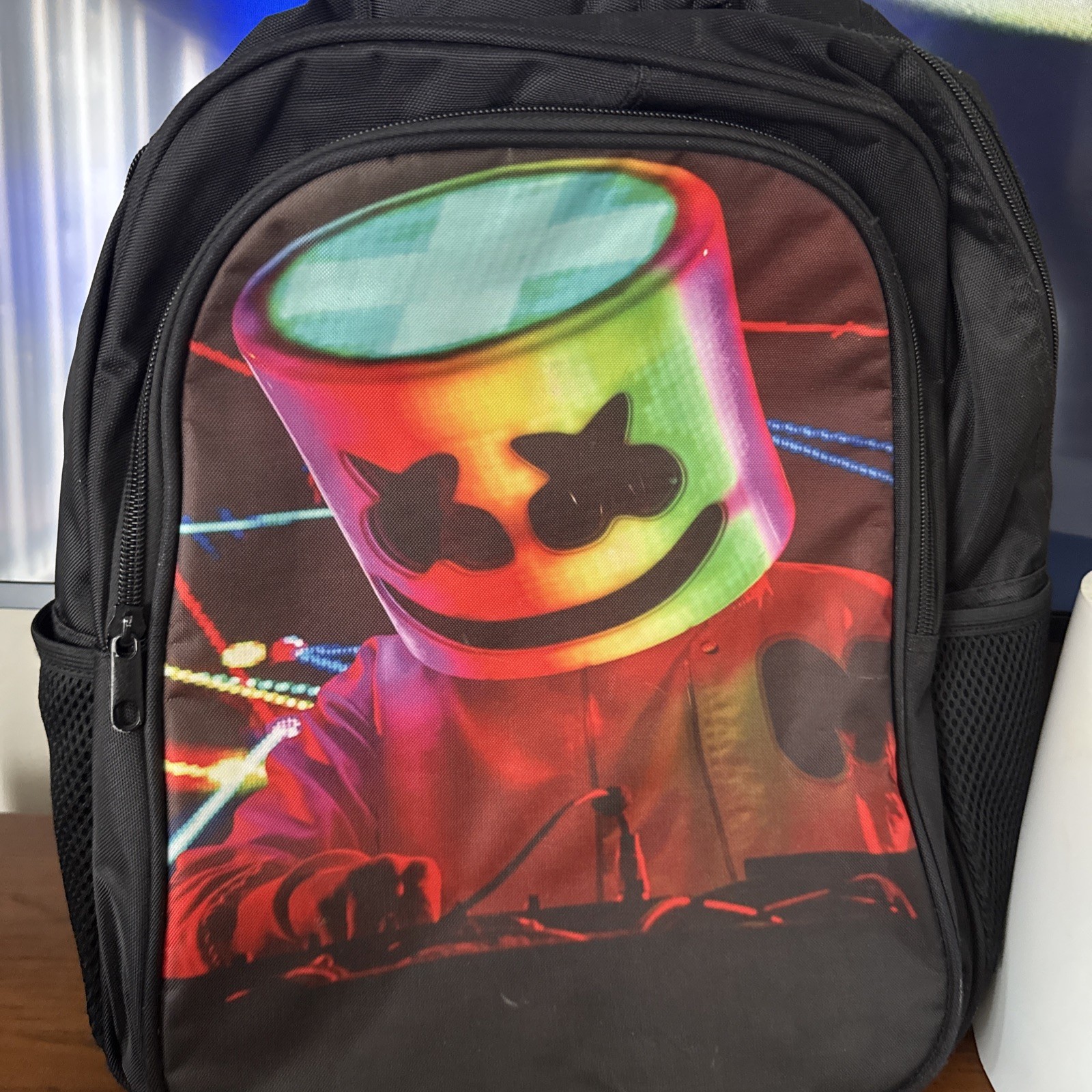 Marshmello Head Two Backpacks One Mini, and One Regular Size both Unisex